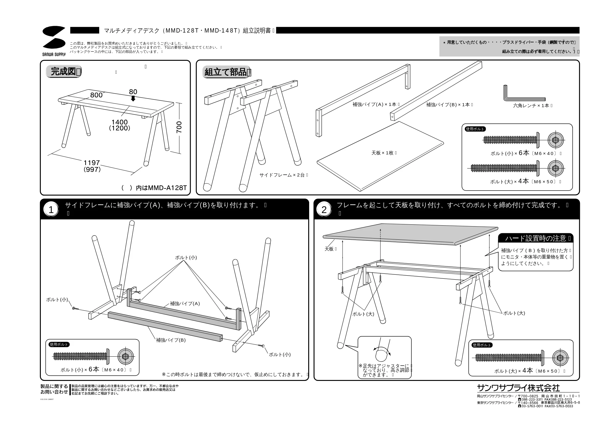 サンワサプライ MMD-128T / MMD-148T 取扱説明書 — 原本ページ — 1ページ