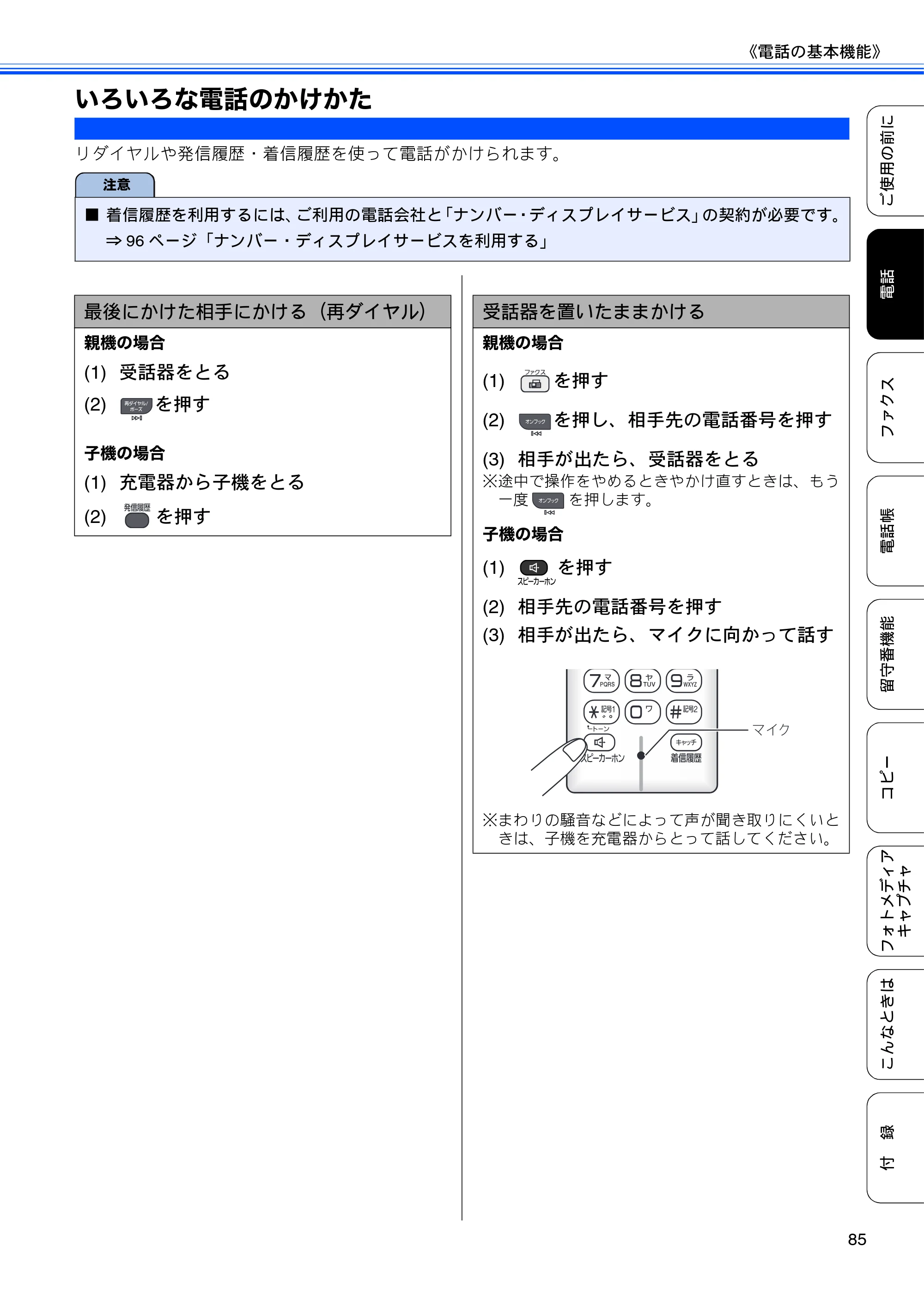 ブラザー MFC-675CD / MFC-675CDW / MFC-695CDN / MFC-695CDWN ユーザーズガイド ～基本編～ — いろいろな電話のかけかた — 原本ページ — 87ページ