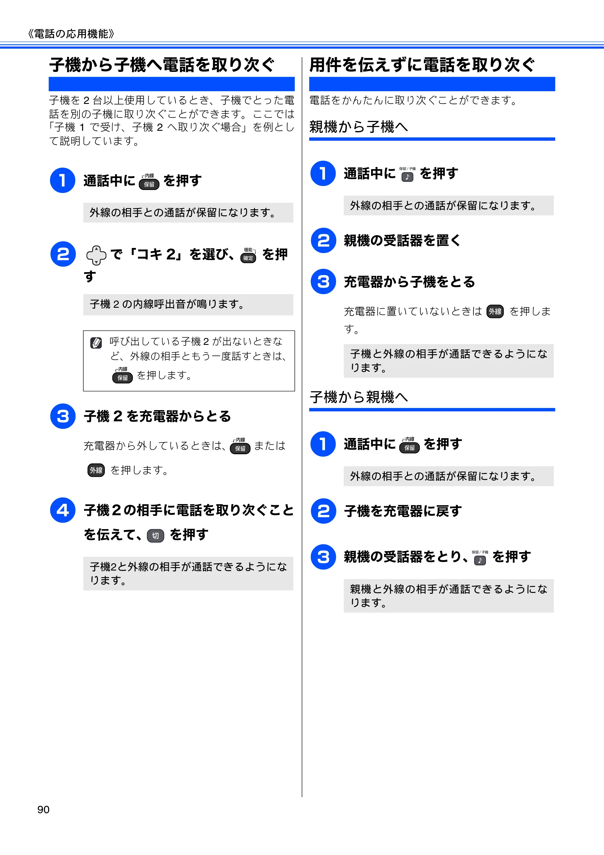 ブラザー MFC-675CD / MFC-675CDW / MFC-695CDN / MFC-695CDWN ユーザーズガイド ～基本編～ — 子機から子機へ電話を取り次ぐ — 原本ページ — 92ページ