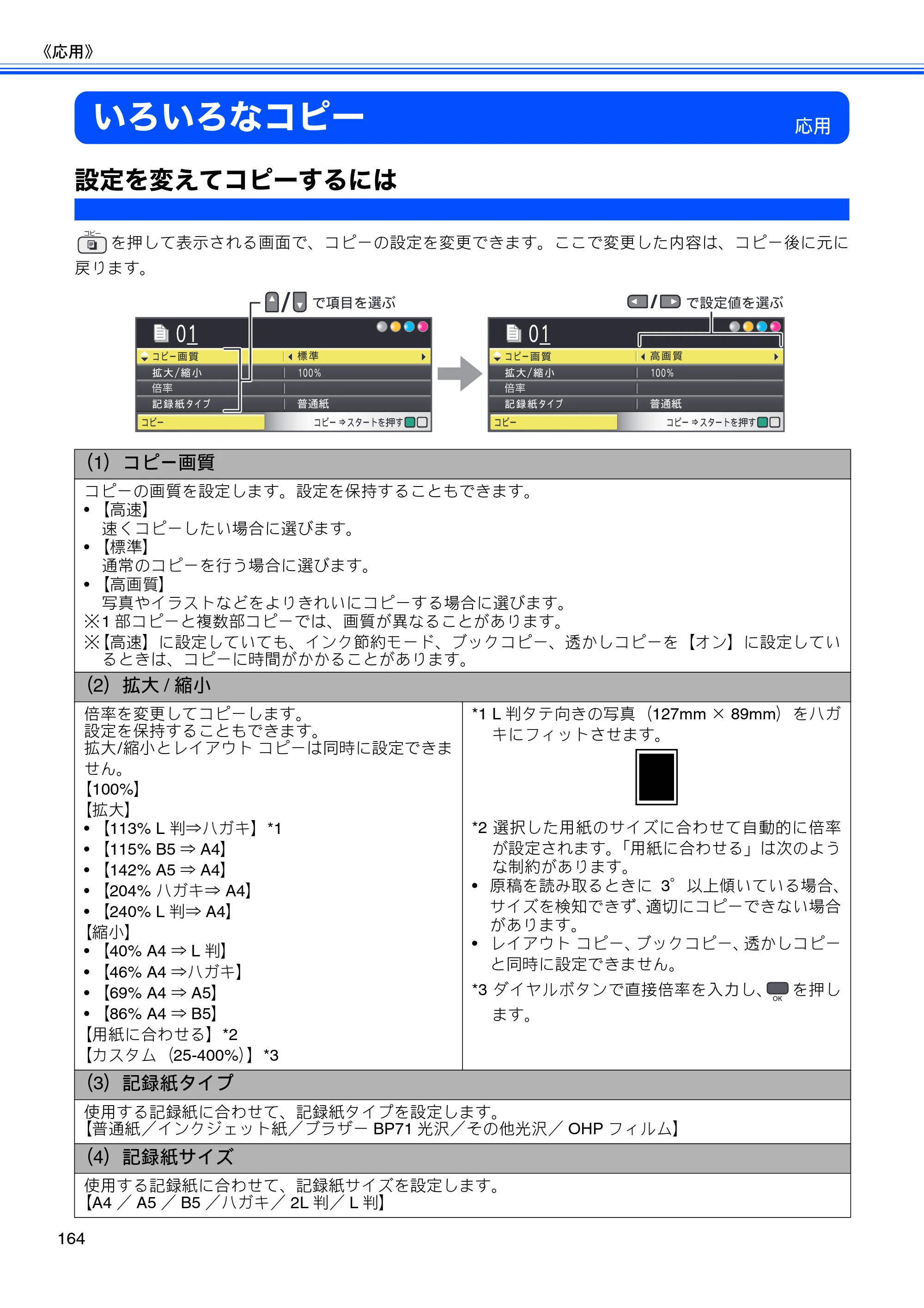 ブラザー MFC-675CD / MFC-675CDW / MFC-695CDN / MFC-695CDWN ユーザーズガイド ～基本編～ — いろいろなコピー — 原本ページ — 166ページ
