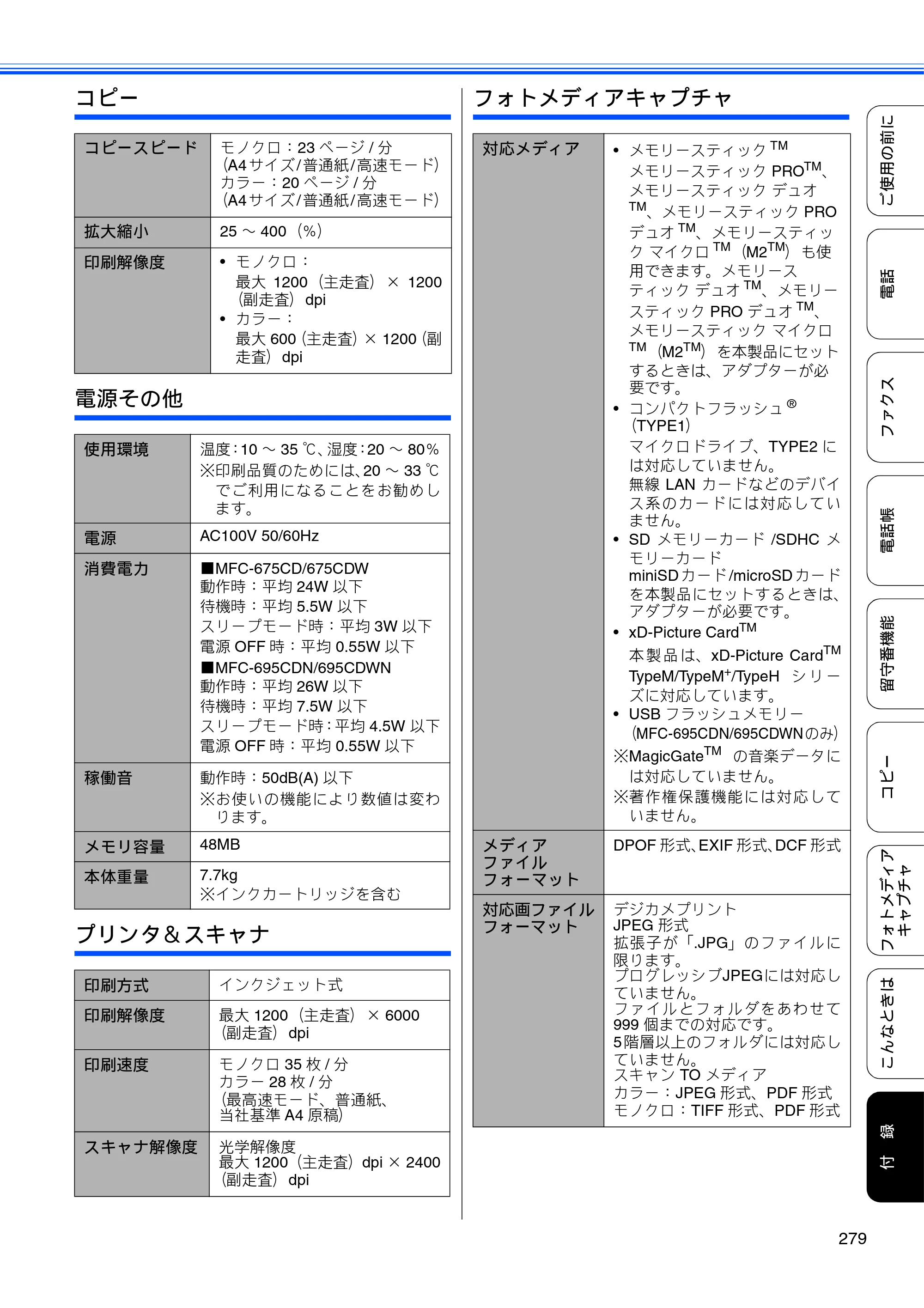 ブラザー MFC-675CD / MFC-675CDW / MFC-695CDN / MFC-695CDWN ユーザーズガイド ～基本編～ — 原本ページ — 281ページ
