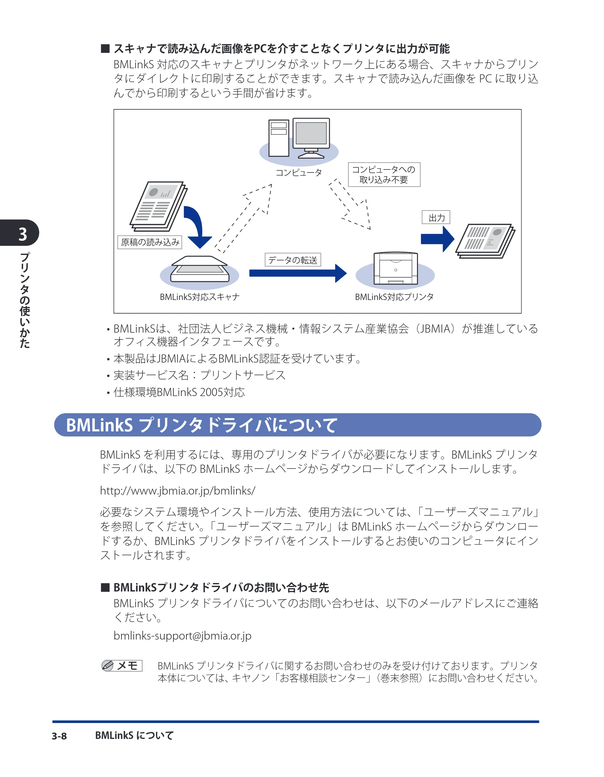 キヤノン LBP3980 ユーザーズガイド 2011年1月20日更新 （PDF形式／12.91Mバイト） — BMLinkSプリンタドライバについて — 原本ページ — 96ページ