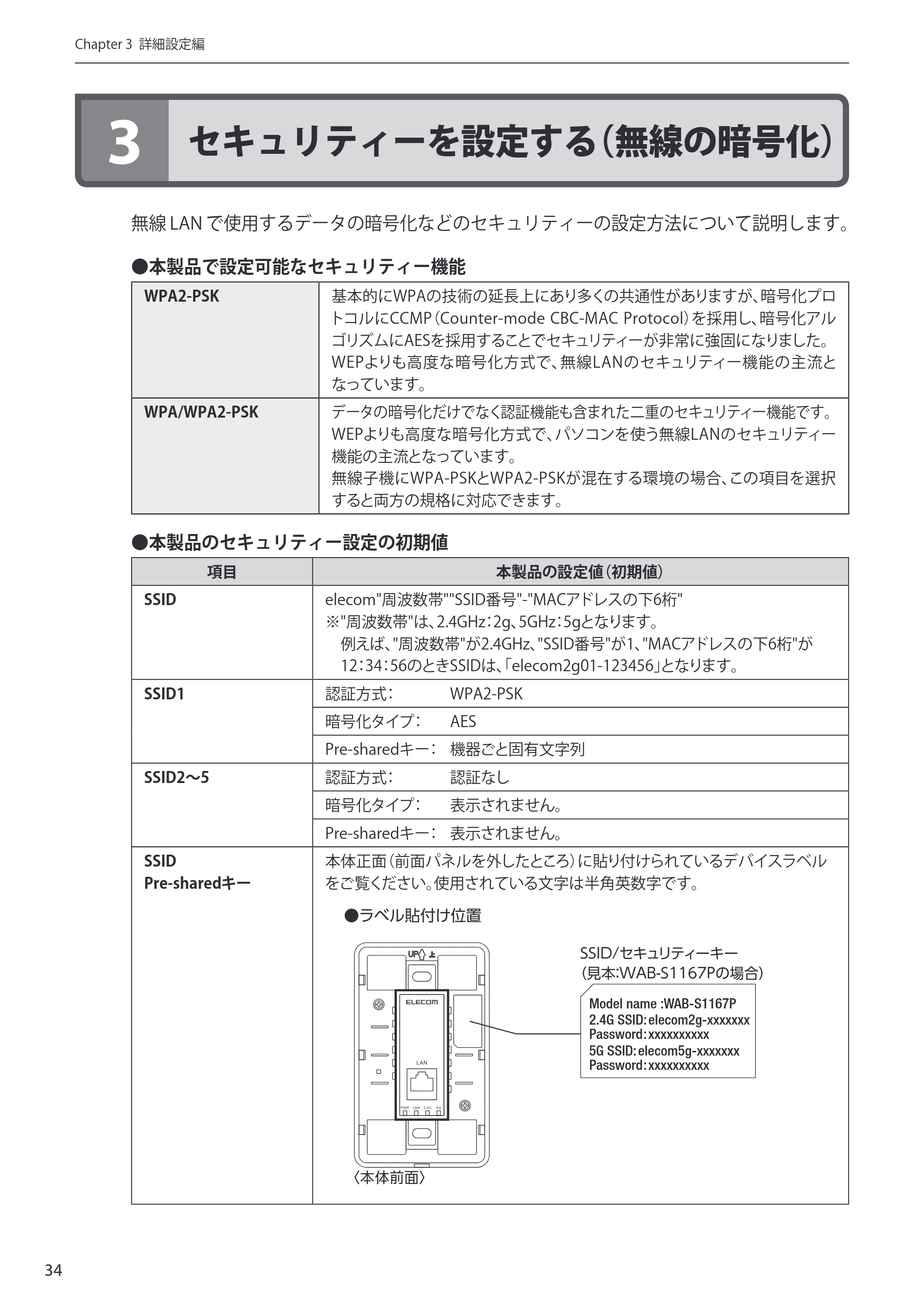 エレコム WAB-S300P 3.ユーザーズ・マニュアル — 原本ページ — 34ページ