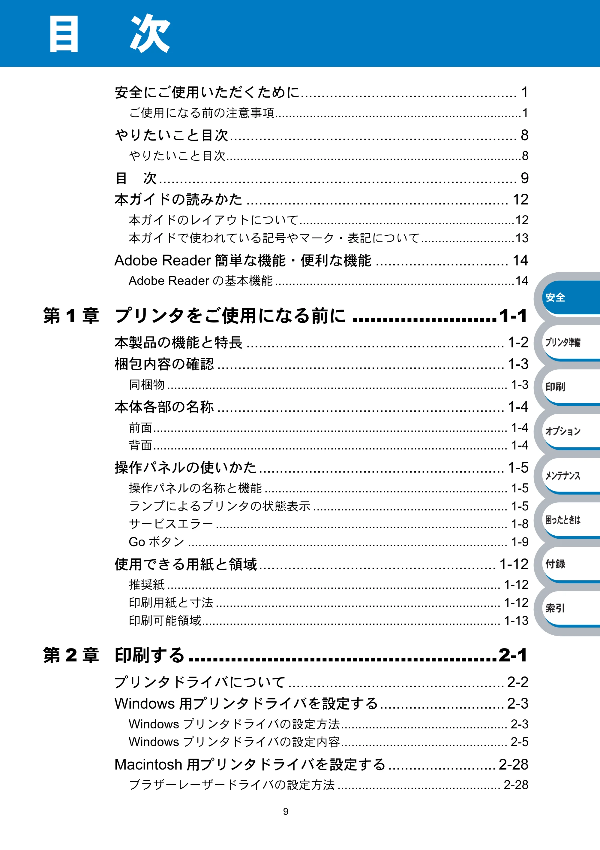 ブラザー HL-2040 取扱説明書（本体） — 目次 — 原本ページ — 14ページ