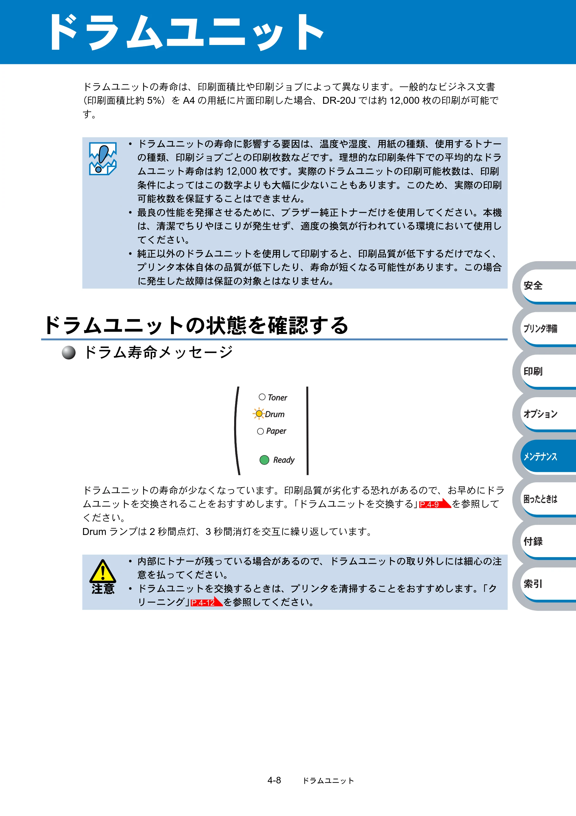 ブラザー HL-2040 取扱説明書（本体） — ドラムユニット — 原本ページ — 104ページ