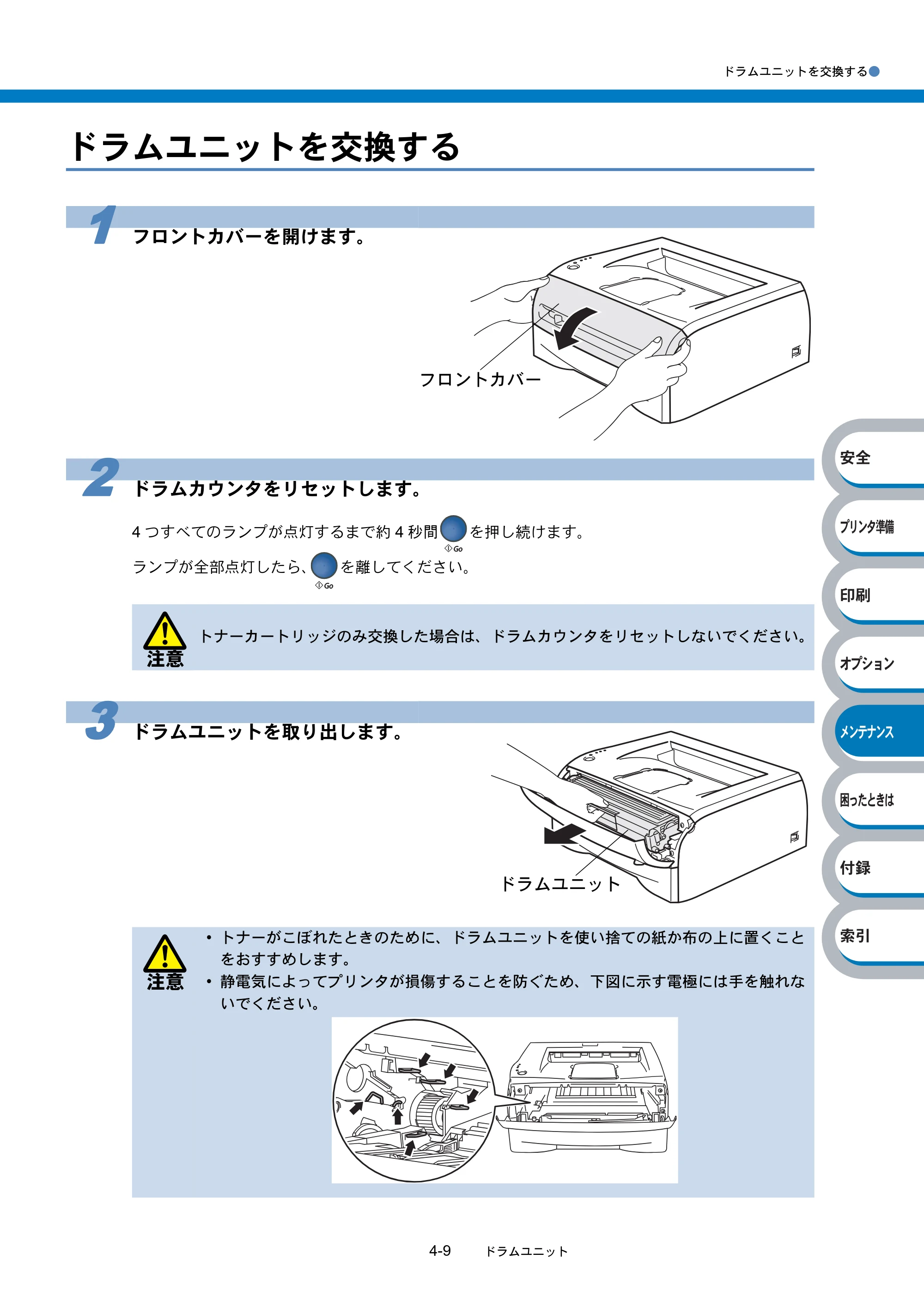 ブラザー HL-2040 取扱説明書（本体） — ドラムユニットを交換する — 原本ページ — 105ページ