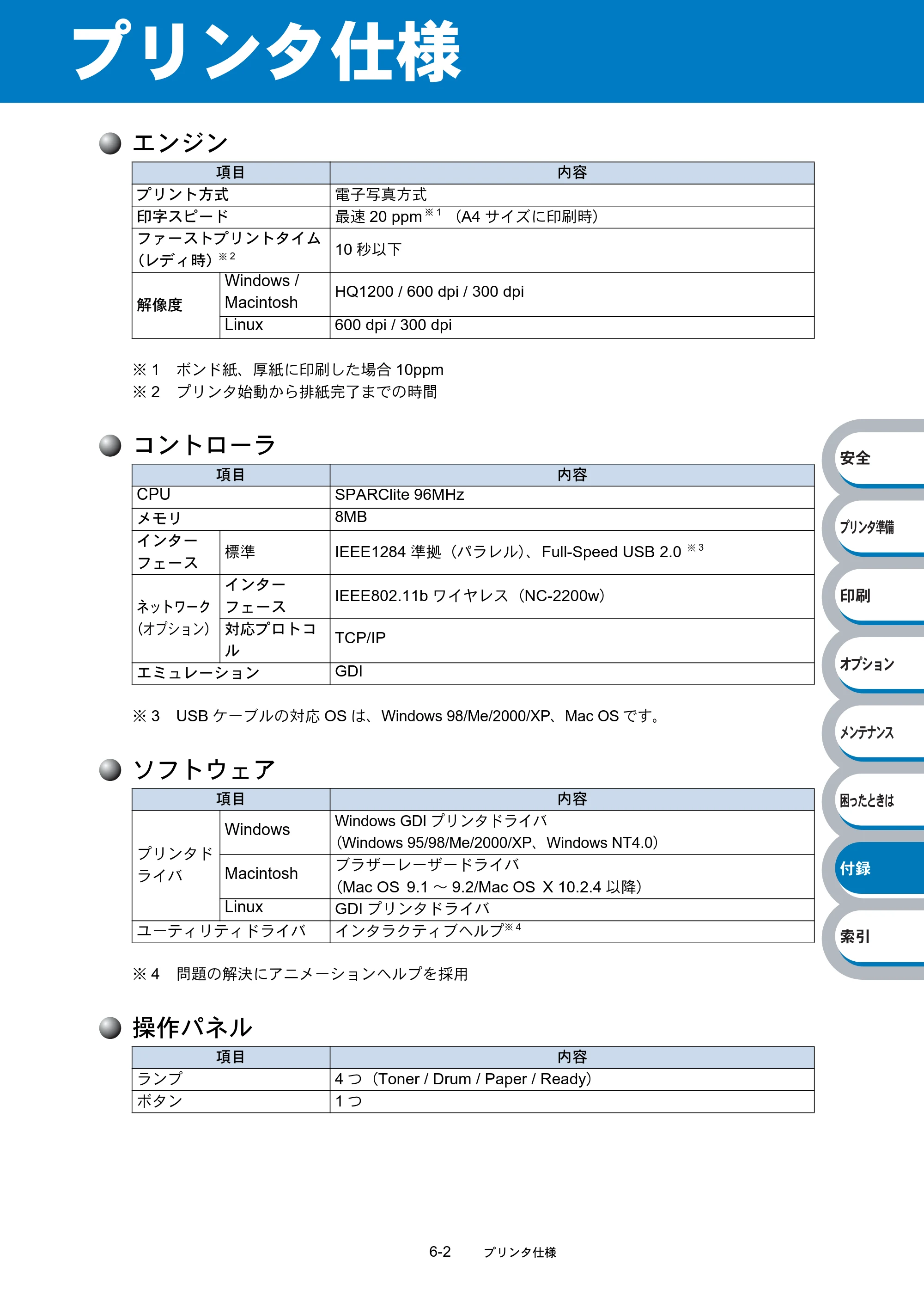 ブラザー HL-2040 取扱説明書（本体） — プリンタ仕様 — 原本ページ — 136ページ