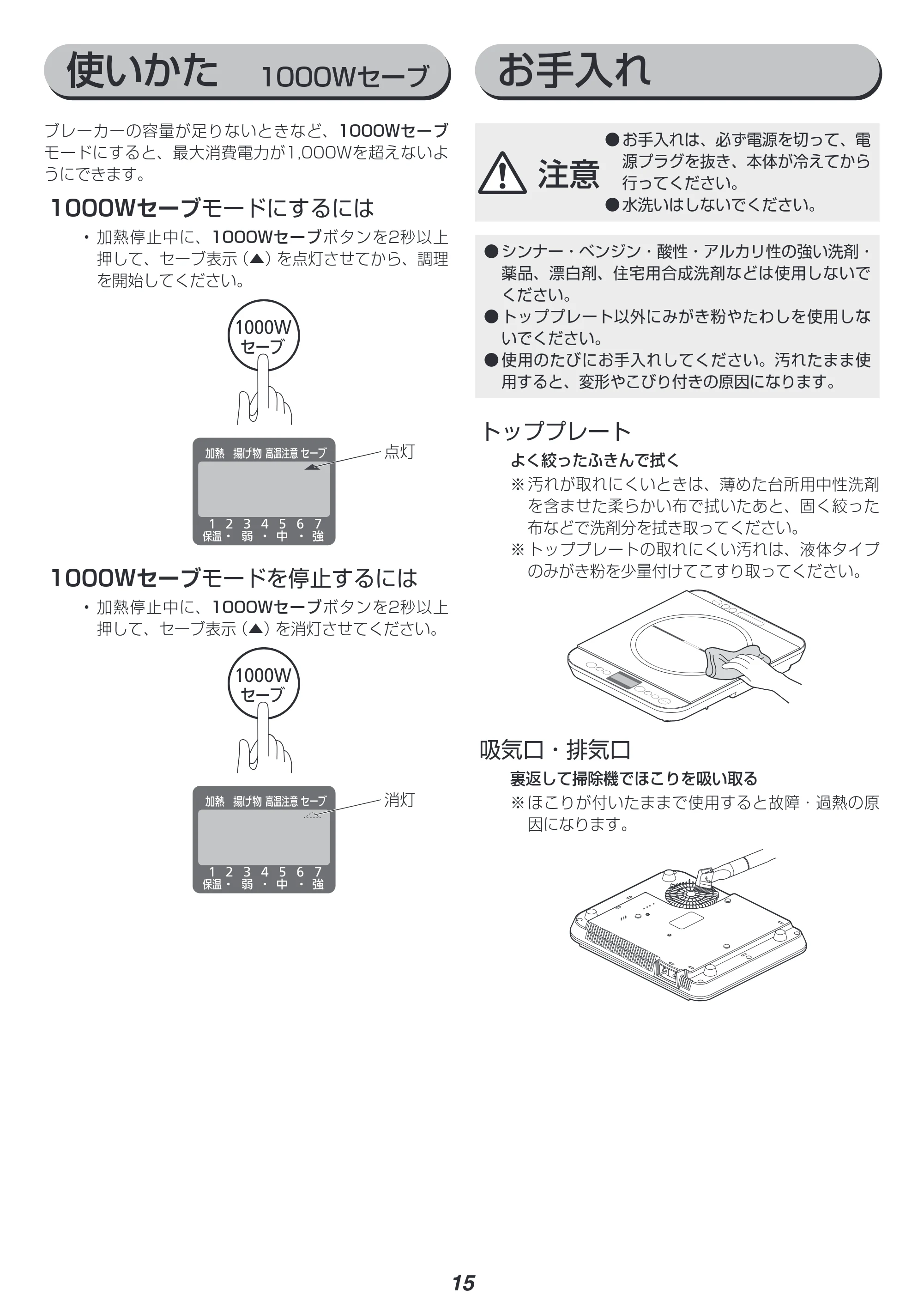 アイリスオーヤマ IHC-TM142 取扱説明書 — 原本ページ — 15ページ