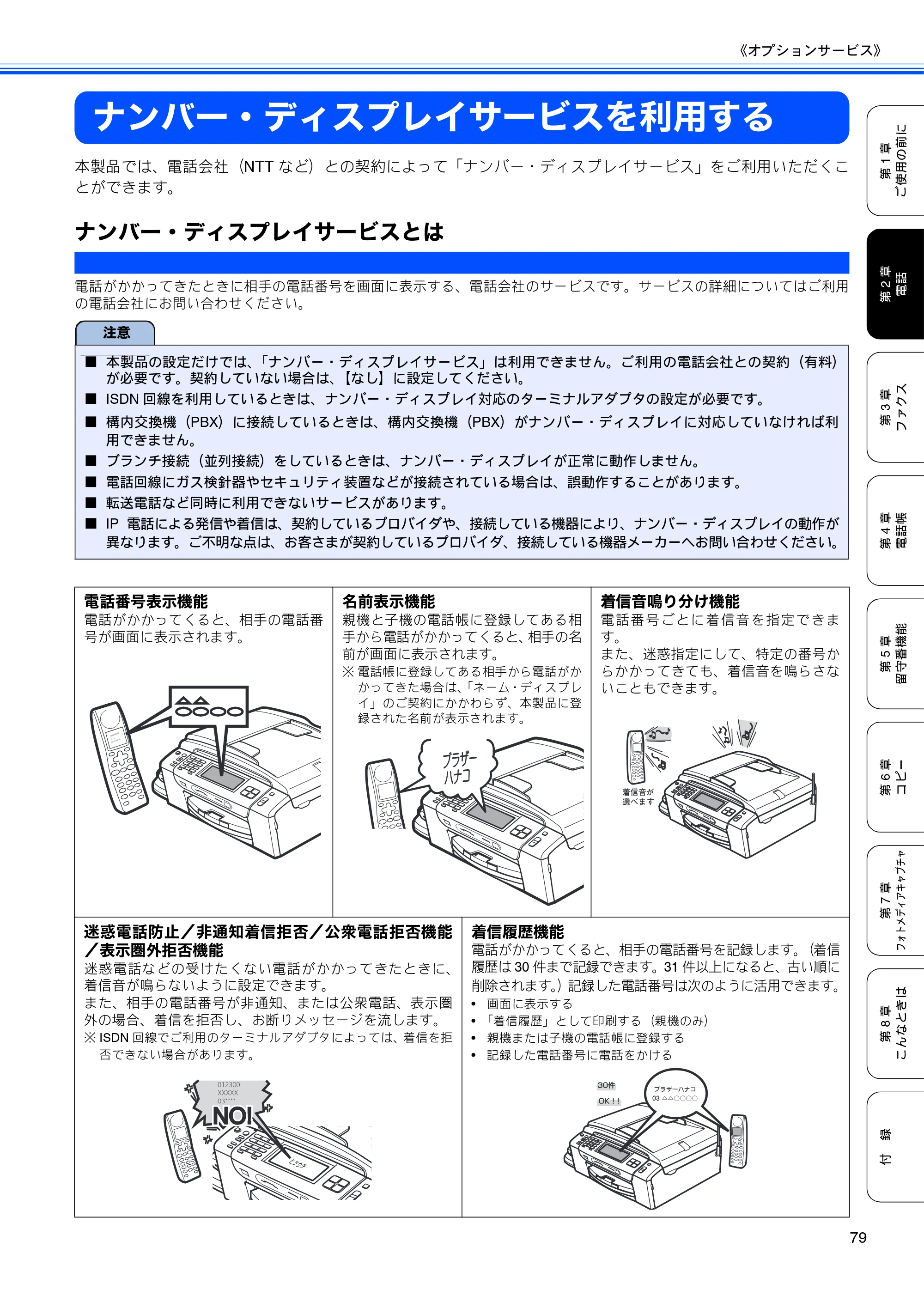 ブラザー MFC-670CD / MFC-670CDW / MFC-930CDN / MFC-930CDWN 取扱説明書（本体） — ナンバー・ディスプレイサービスを利用する — 原本ページ — 81ページ