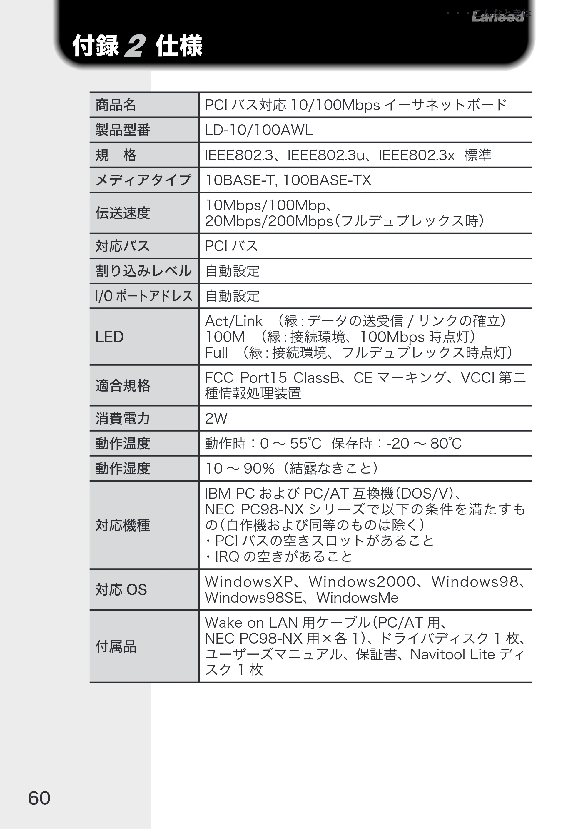 エレコム LD-10/100AWL 取扱説明書 — 原本ページ — 62ページ