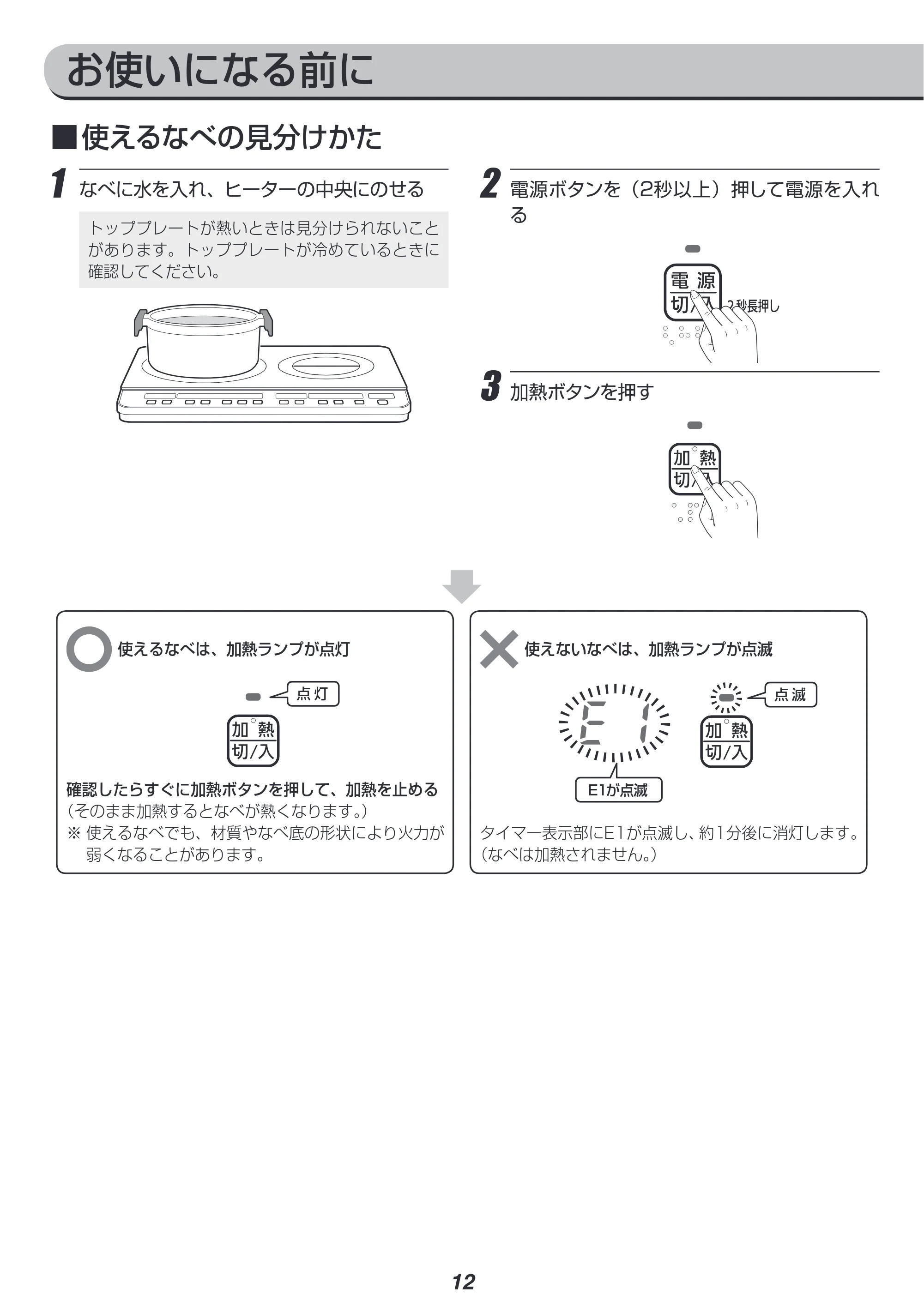 アイリスオーヤマ IHK-W1 取扱説明書 — 原本ページ — 12ページ