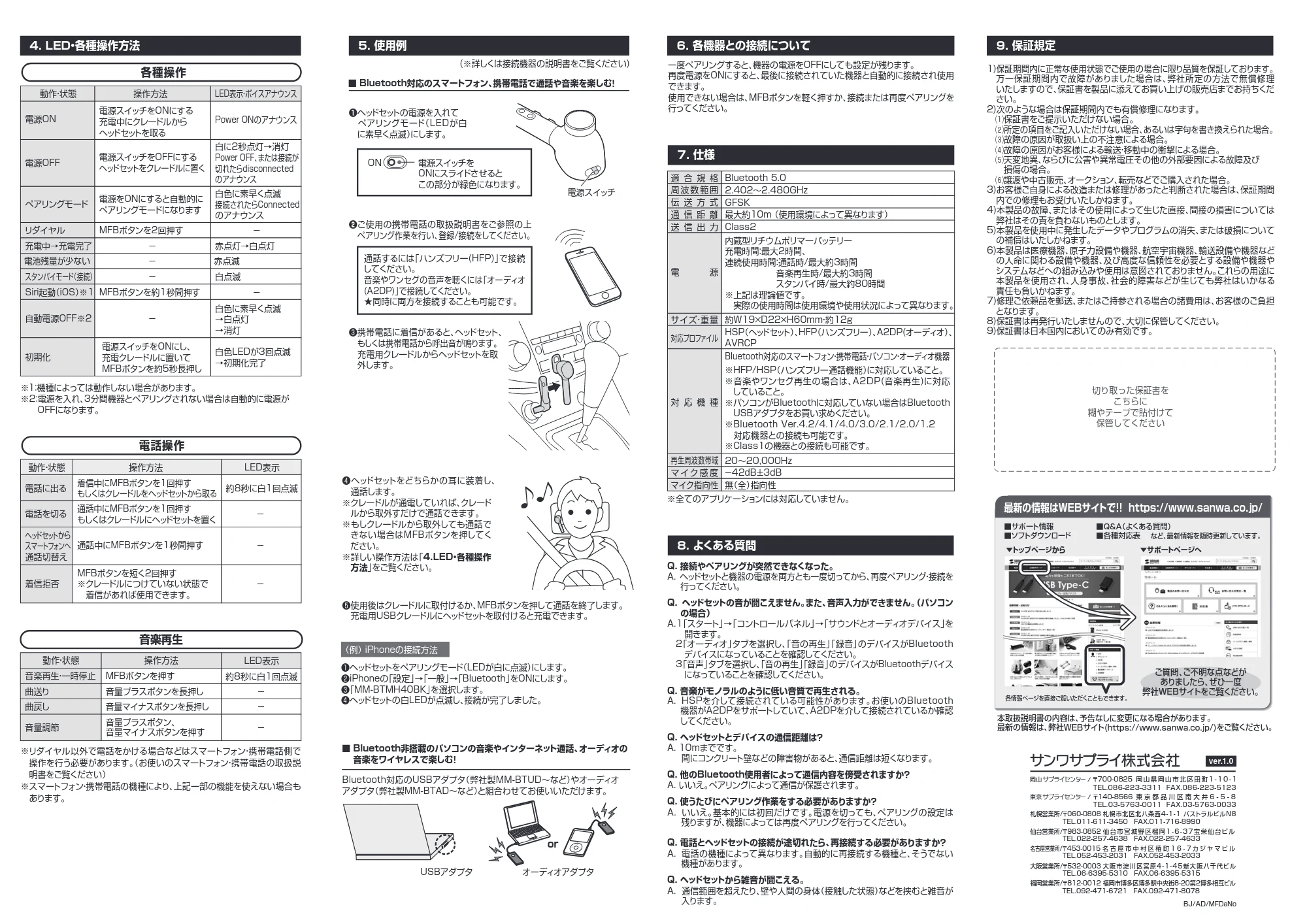 サンワサプライ 401-BTMH001BK 取扱説明書 — 原本ページ — 2ページ