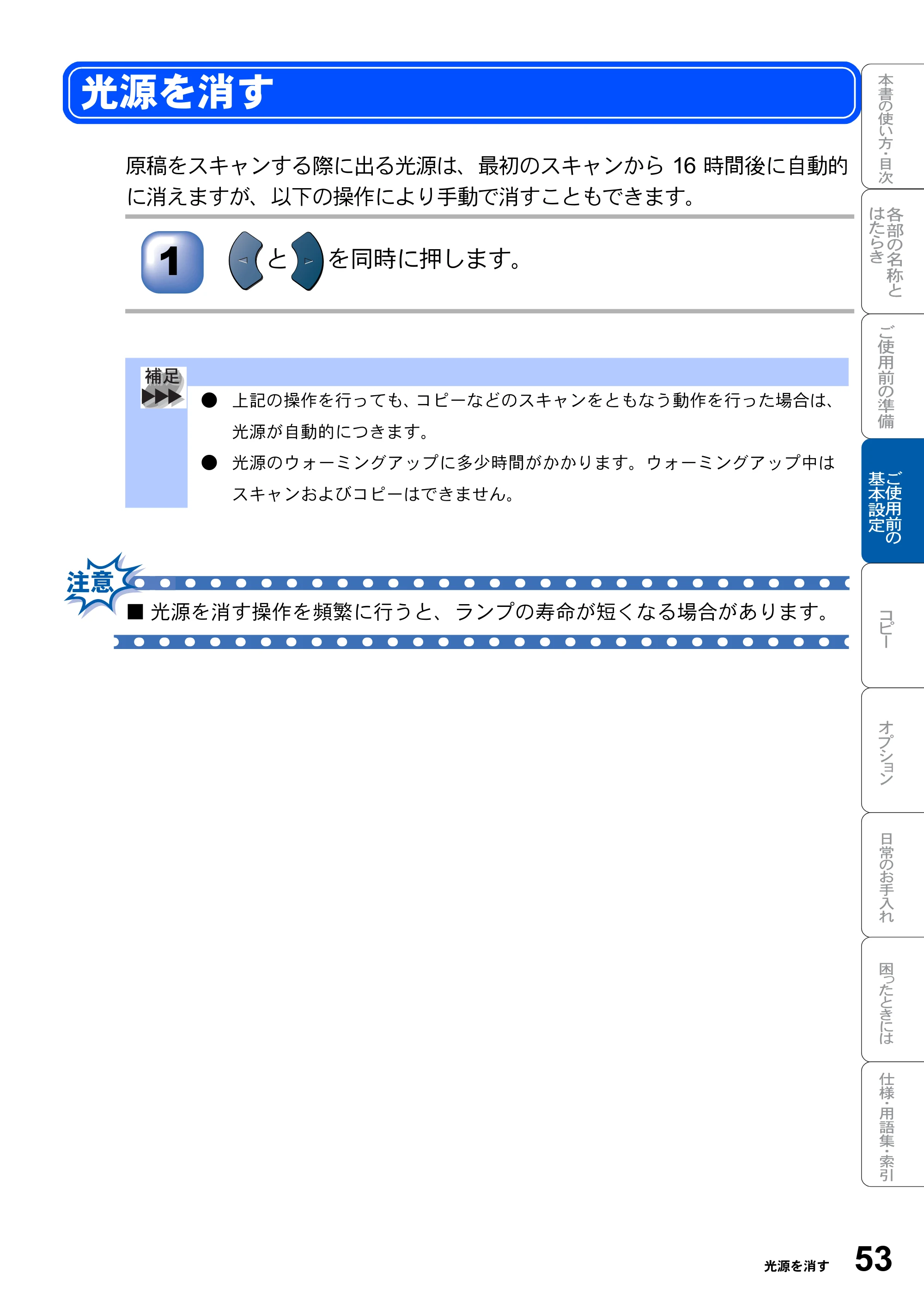 ブラザー DCP-8025J 取扱説明書（本体） — 光源を消す — 原本ページ — 53ページ