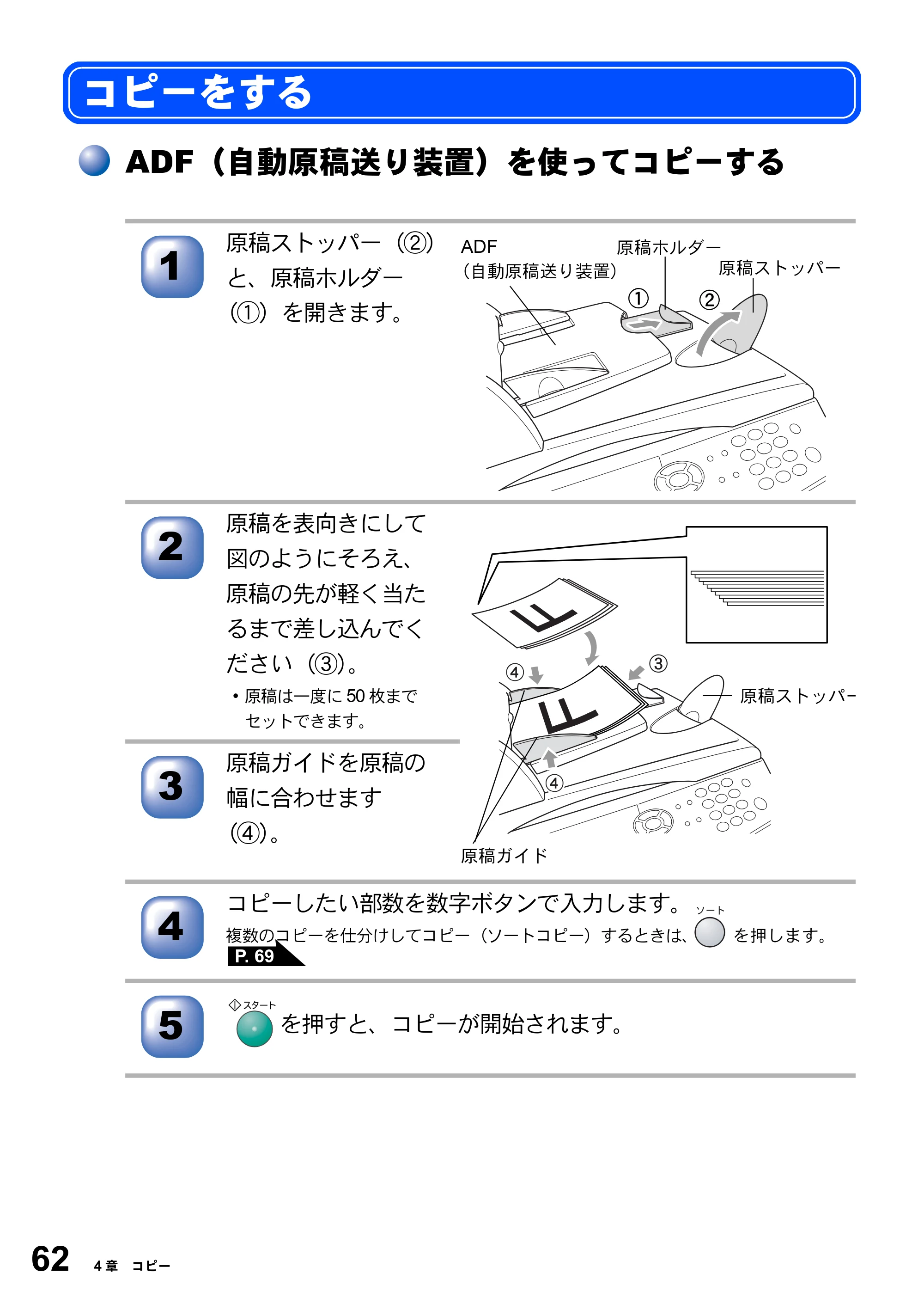 ブラザー DCP-8025J 取扱説明書（本体） — コピーをする — 原本ページ — 62ページ