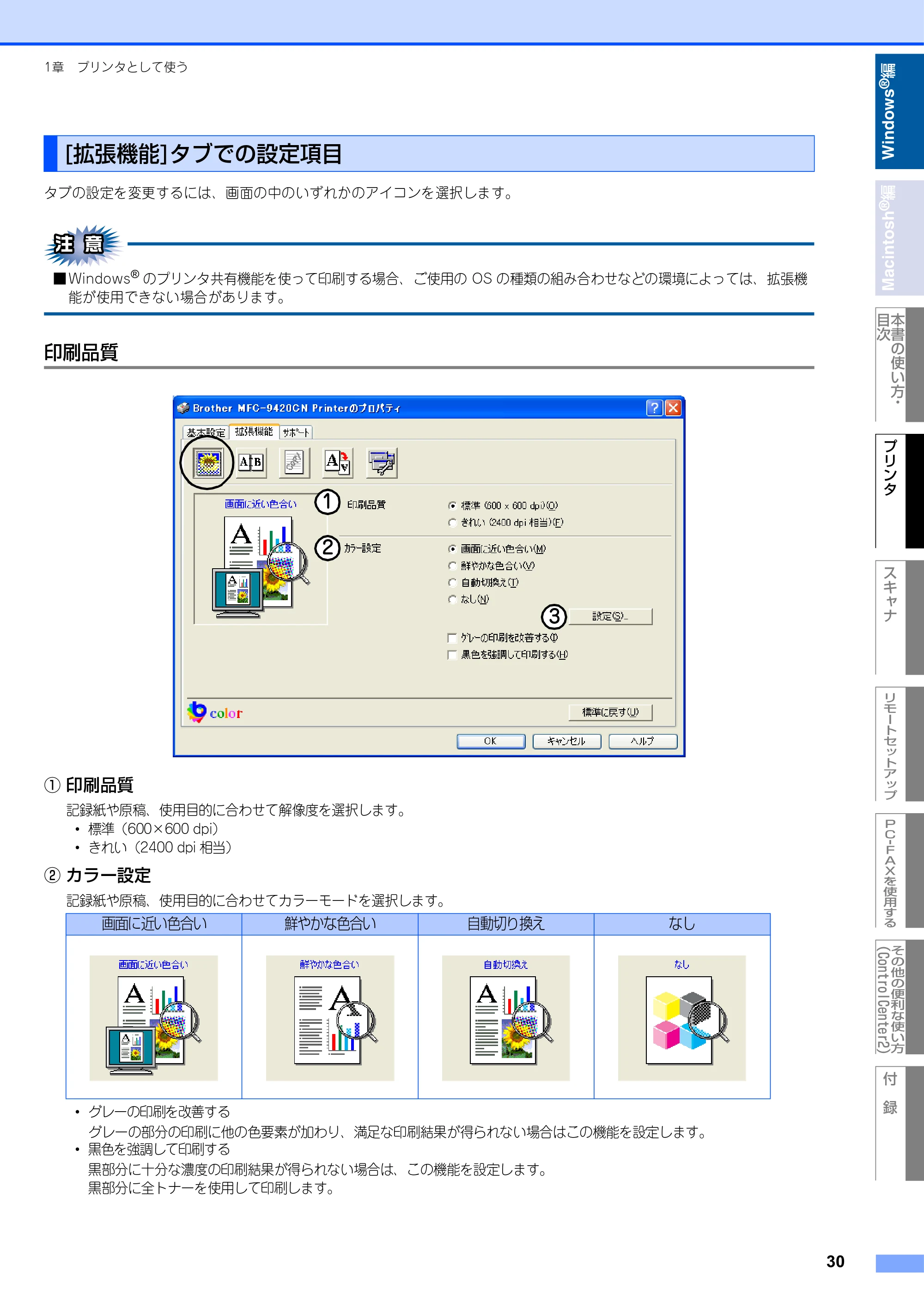 ブラザー MFC-9420CN ユーザーズガイド ～パソコン活用編～ — [拡張機能]タブでの設定項目 — 原本ページ — 31ページ