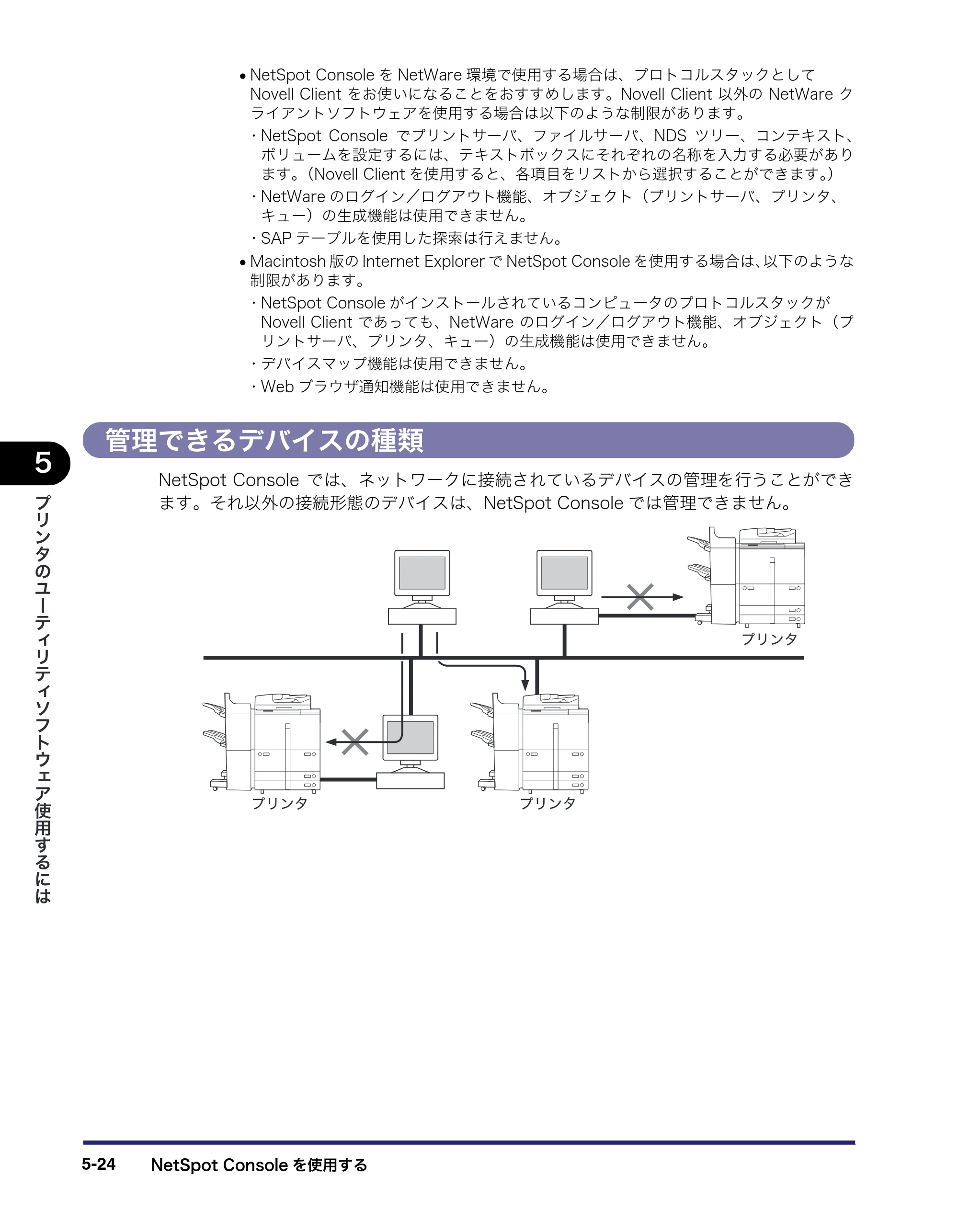 キヤノン LBP3950/3900 LIPS V ソフトウエアガイド 2006年2月8日掲載 （PDF形式／8.88Mバイト） — 管理できるデバイスの種類 — 原本ページ — 162ページ