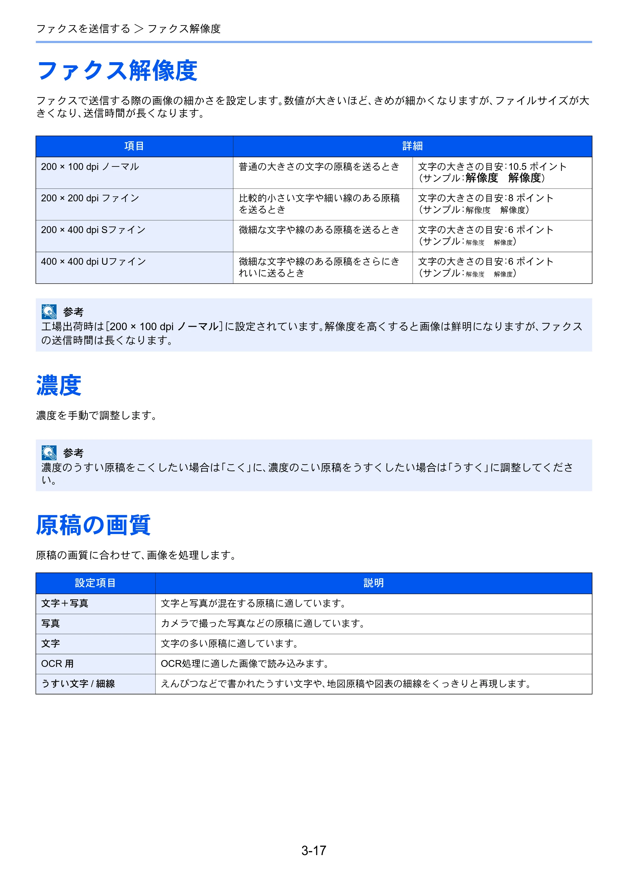 京セラ ECOSYS M6530cdn ECOSYS M6530cdn FAX使用説明書 — ファクス解像度 — 原本ページ — 51ページ