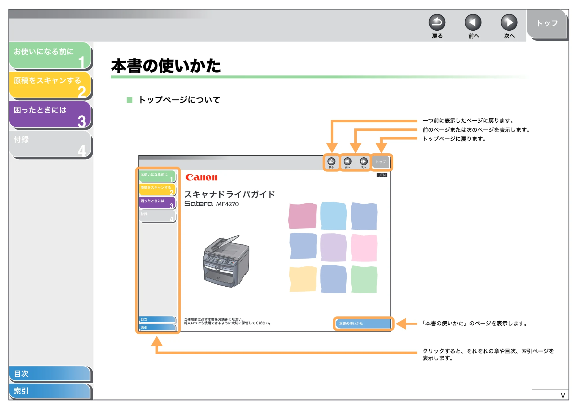 キヤノン MF4270 スキャナードライバーガイド （PDF形式／2.36Mバイト） — 本書の使いかた — 原本ページ — 6ページ