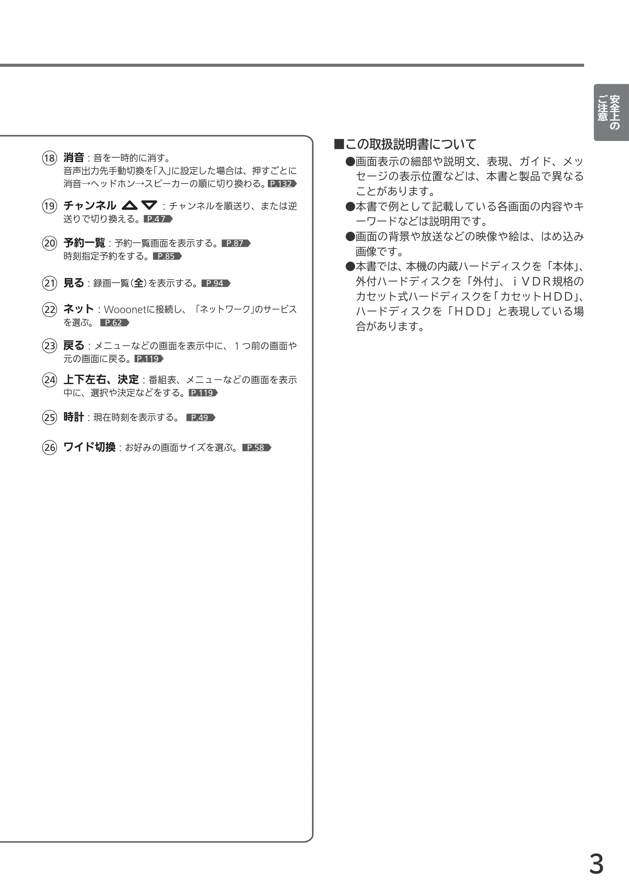 日立 L55-GP3 / L49-GP3 / L43-GP3 取扱説明書 — 原本ページ — 3ページ