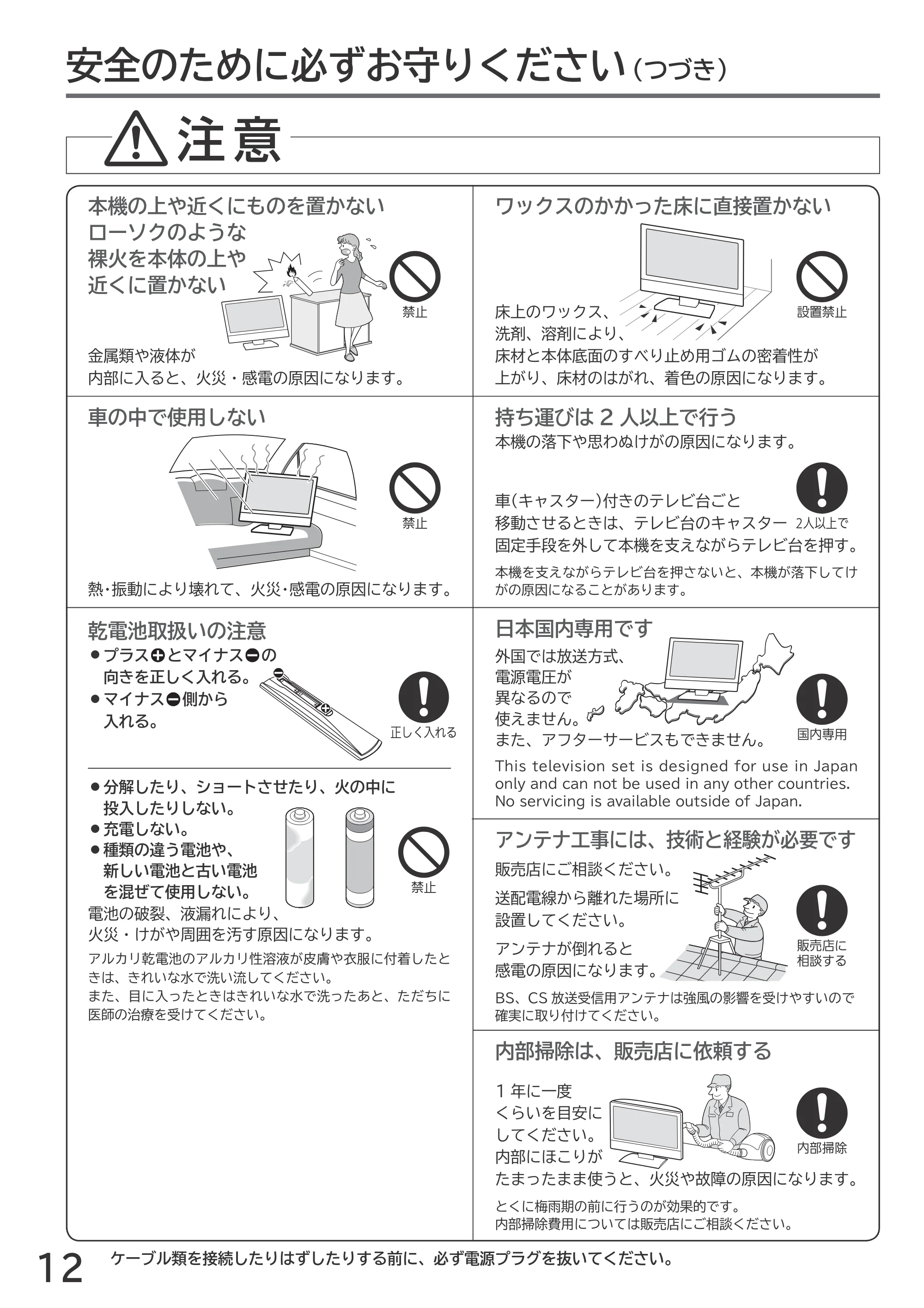 日立 L55-GP3 / L49-GP3 / L43-GP3 取扱説明書 — 原本ページ — 12ページ