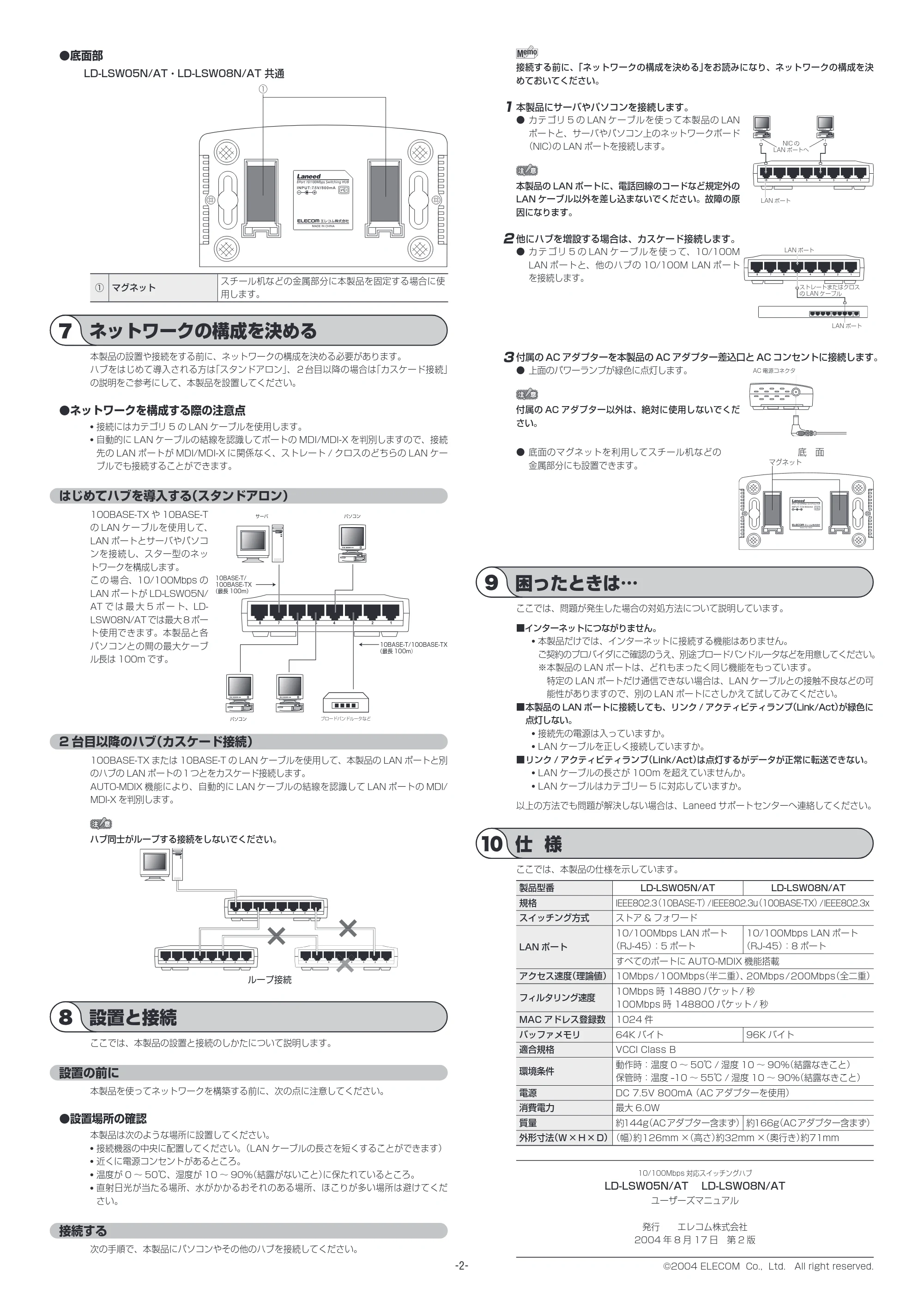 エレコム LD-LSW05N/AT / LD-LSW08N/AT 取扱説明書 — 原本ページ — 2ページ