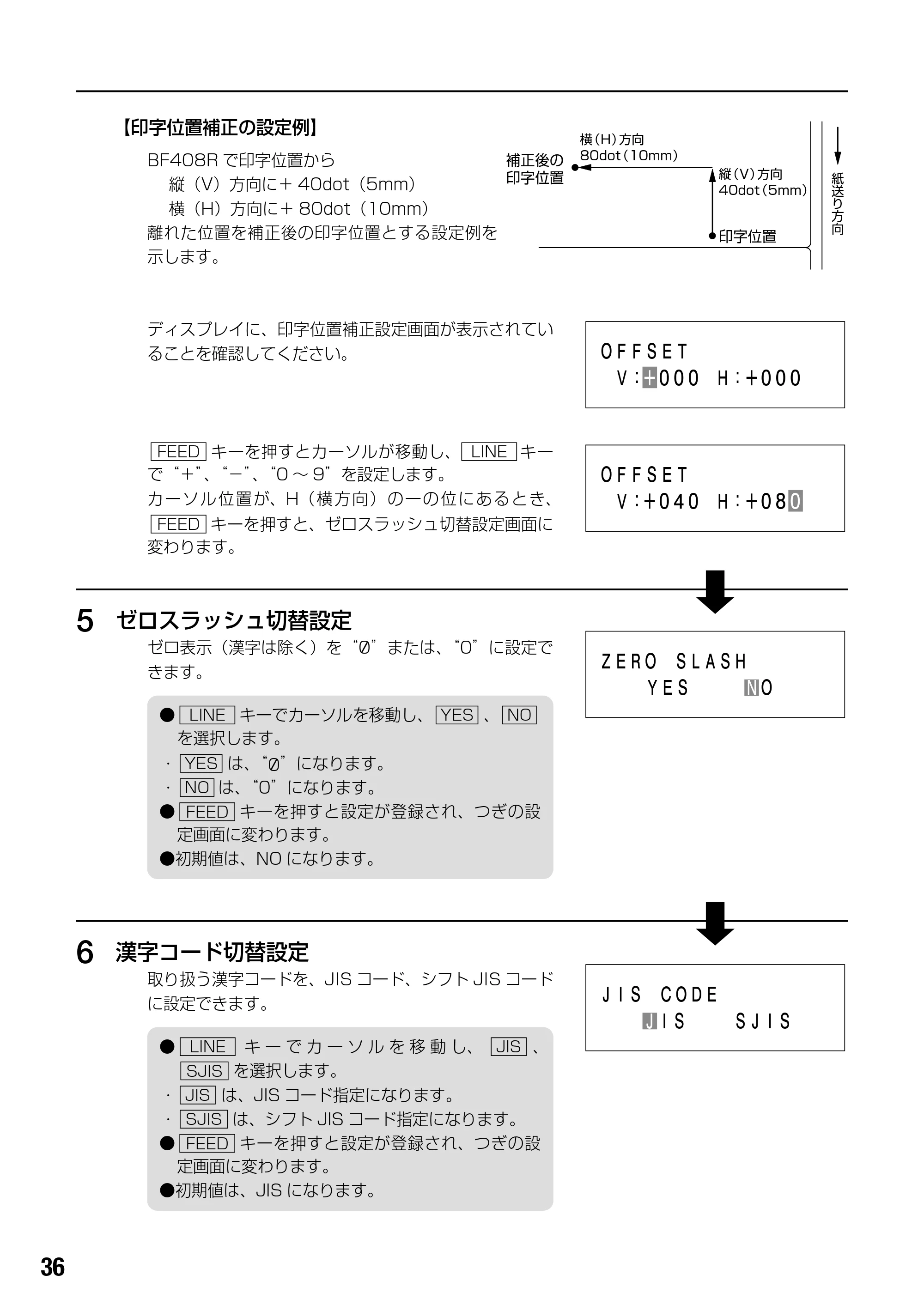 サトー BF408R / 412R 取扱説明書（第4版） — 5 ゼロスラッシュ切替設定 — 原本ページ — 38ページ