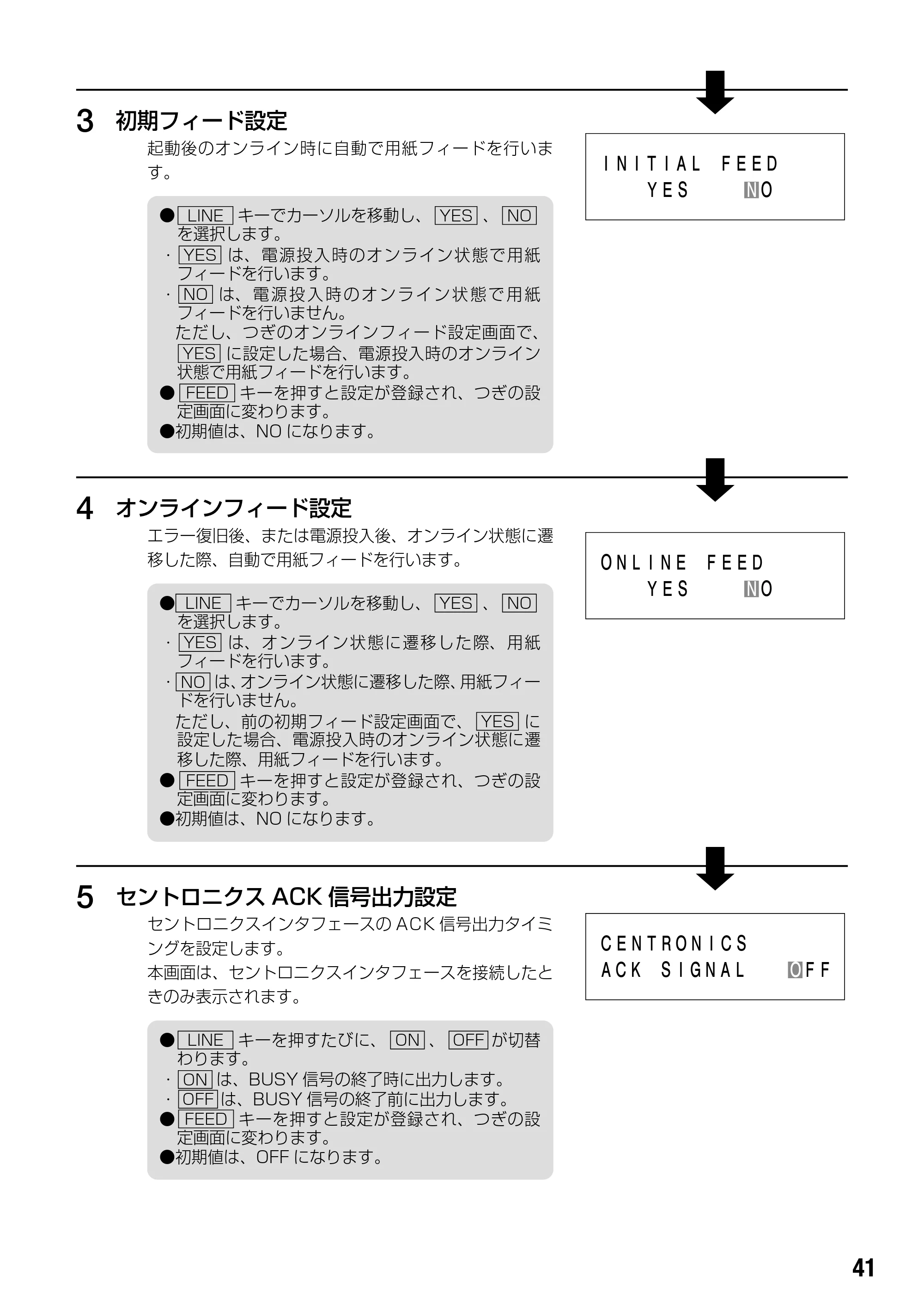 サトー BF408R / 412R 取扱説明書（第4版） — 3 初期フィード設定 — 原本ページ — 43ページ