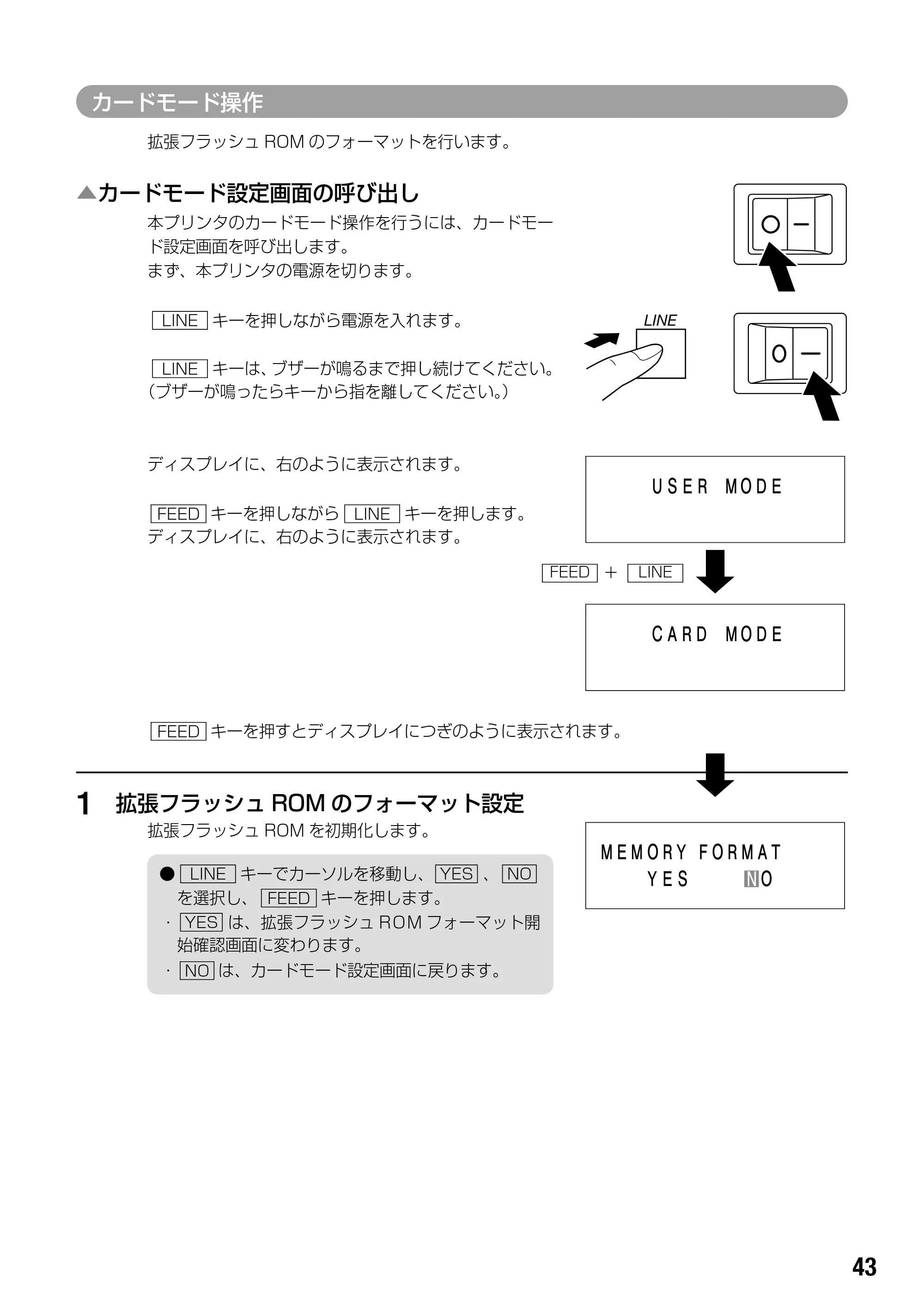 サトー BF408R / 412R 取扱説明書（第4版） — カードモード操作 — 原本ページ — 45ページ