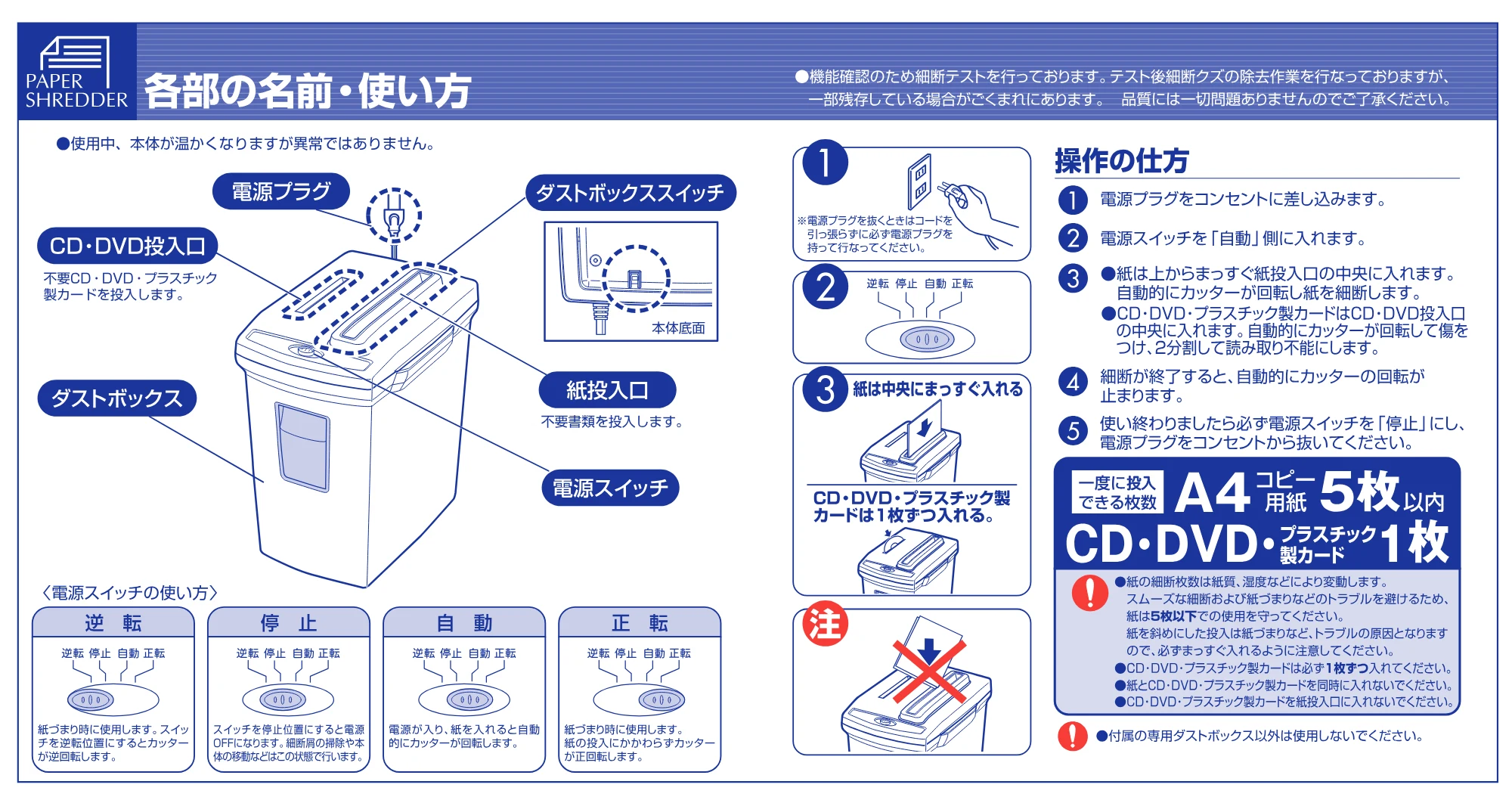 アイリスオーヤマ ペーパーシュレッダー P5GM 取扱説明書 — 原本ページ — 3ページ