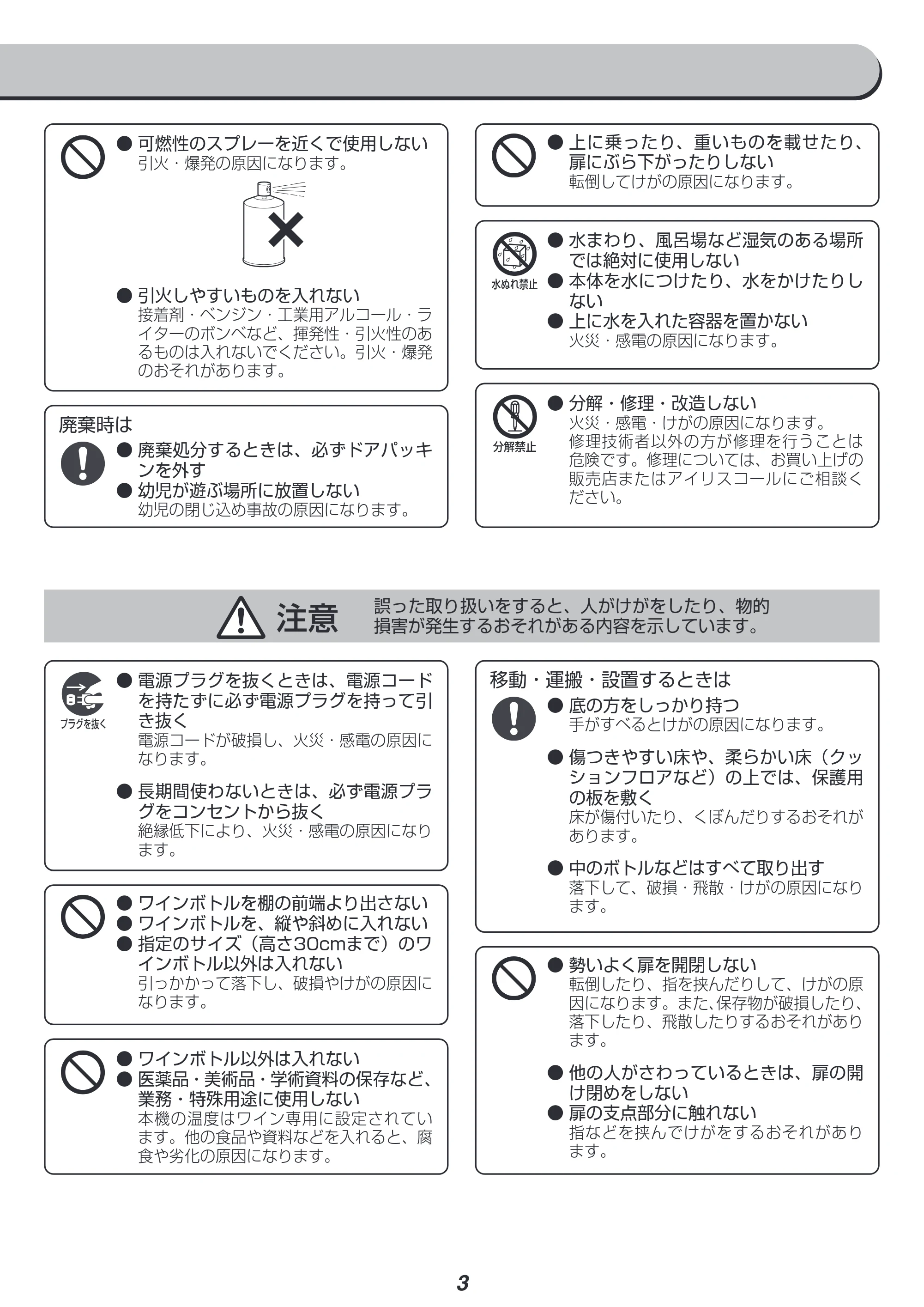 アイリスオーヤマ IWC-P081A 取扱説明書 — 原本ページ — 3ページ