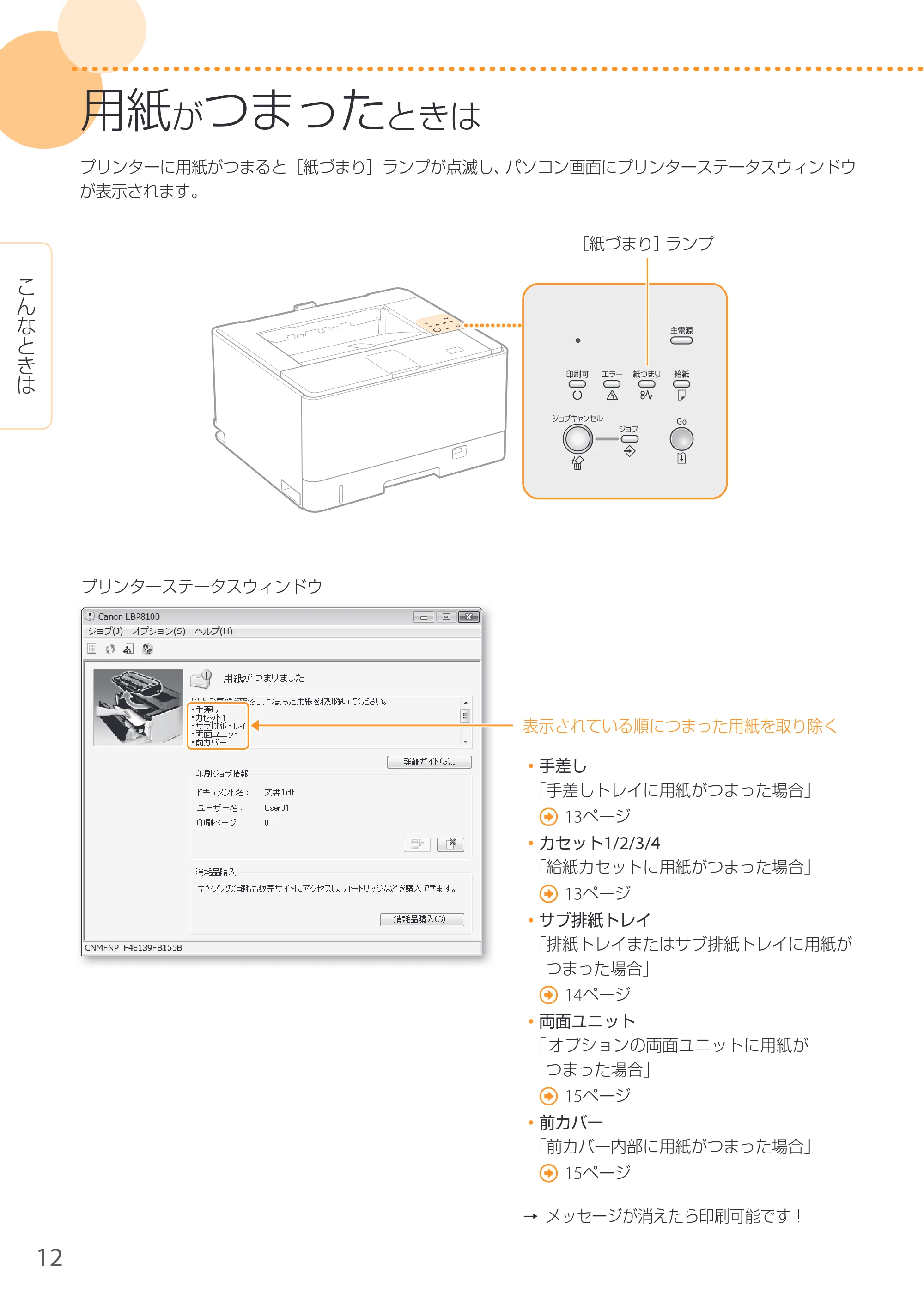 キヤノン LBP8100 はじめにお読みください 2015年5月14日更新（PDF：9.56MB） — 原本ページ — 12ページ