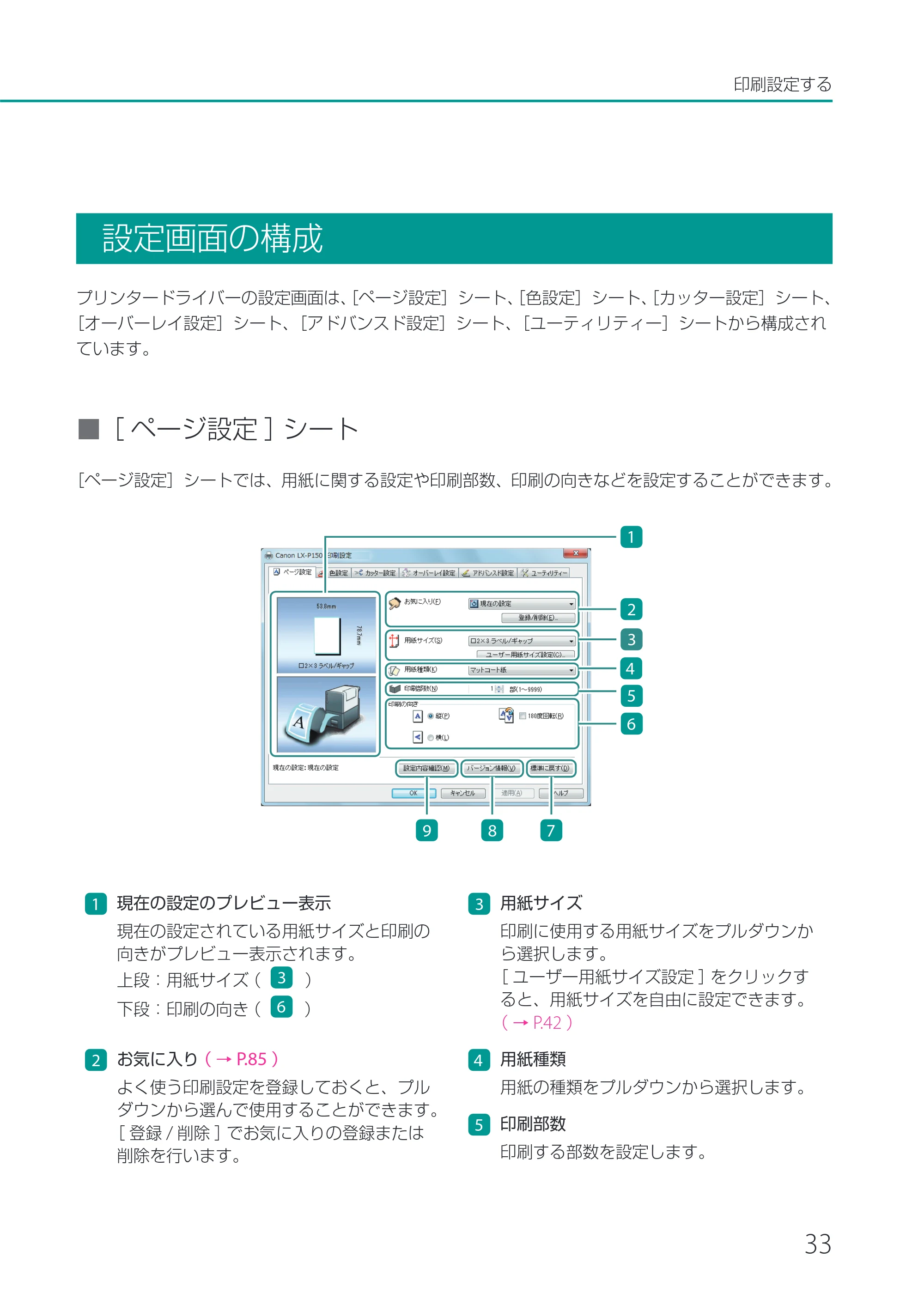 キヤノン LX-P1500 LX-P1500 ユーザーズガイド 2025年7月24日更新（PDF：9.13MB） — 設定画面の構成 — 原本ページ — 38ページ