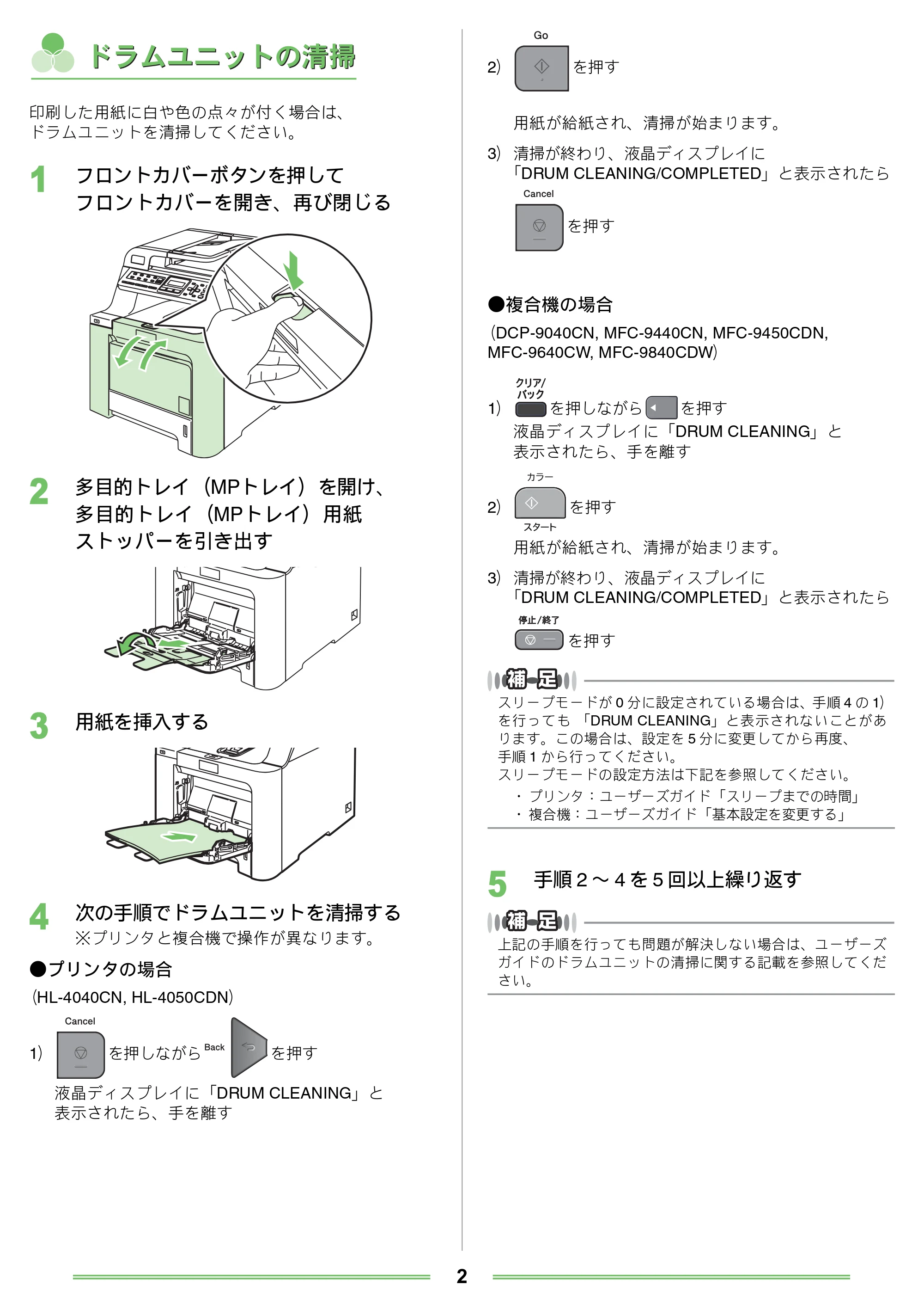 ブラザー DCP-9040CN / HL-4040CN / HL-4050CDN メンテナンスガイド — ドラムユニットの清掃 — 原本ページ — 2ページ