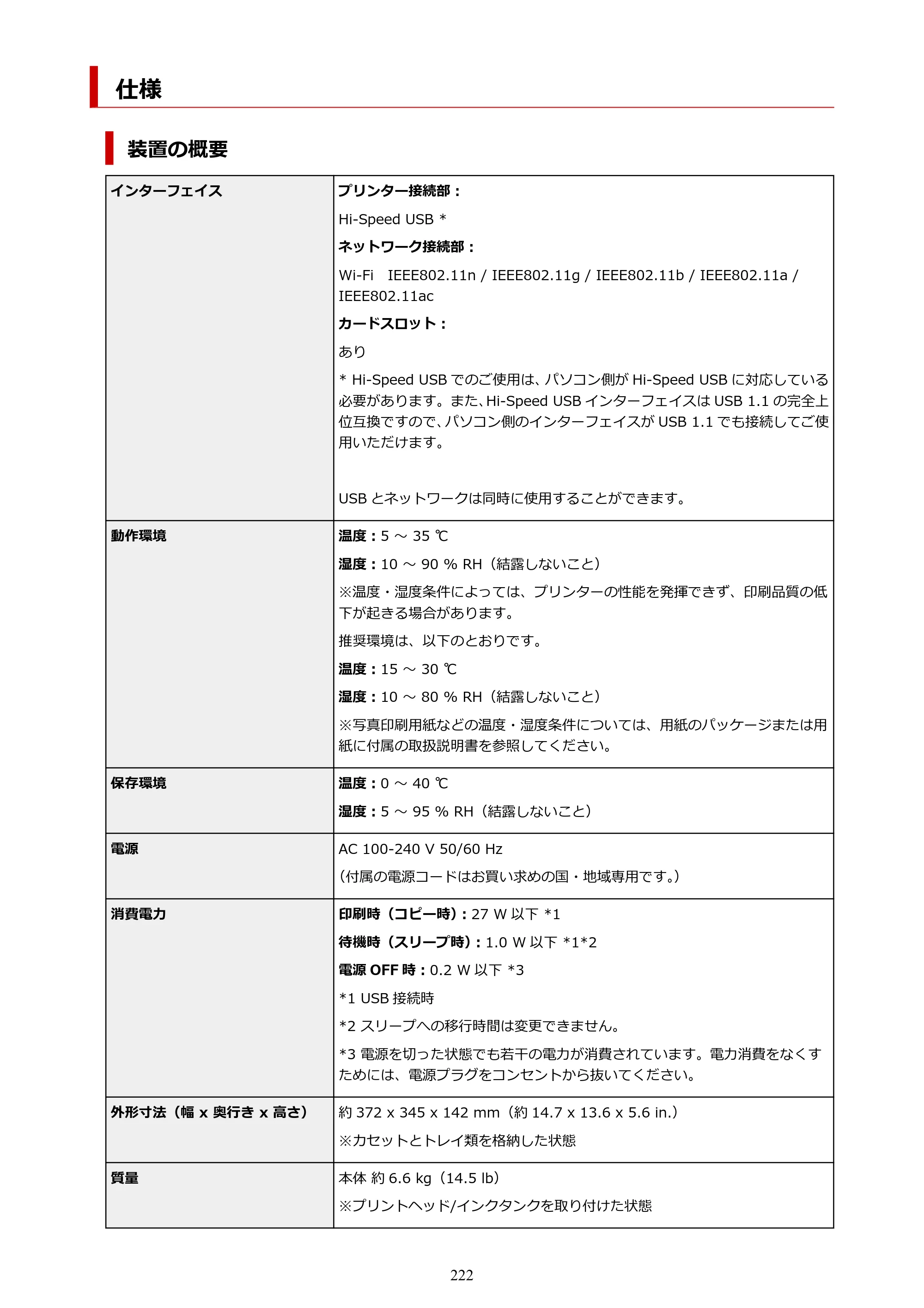 キヤノン PIXUS TS8630 オンラインマニュアル PDF版（Windows版／Mac版） — 仕様 — 原本ページ — 222ページ