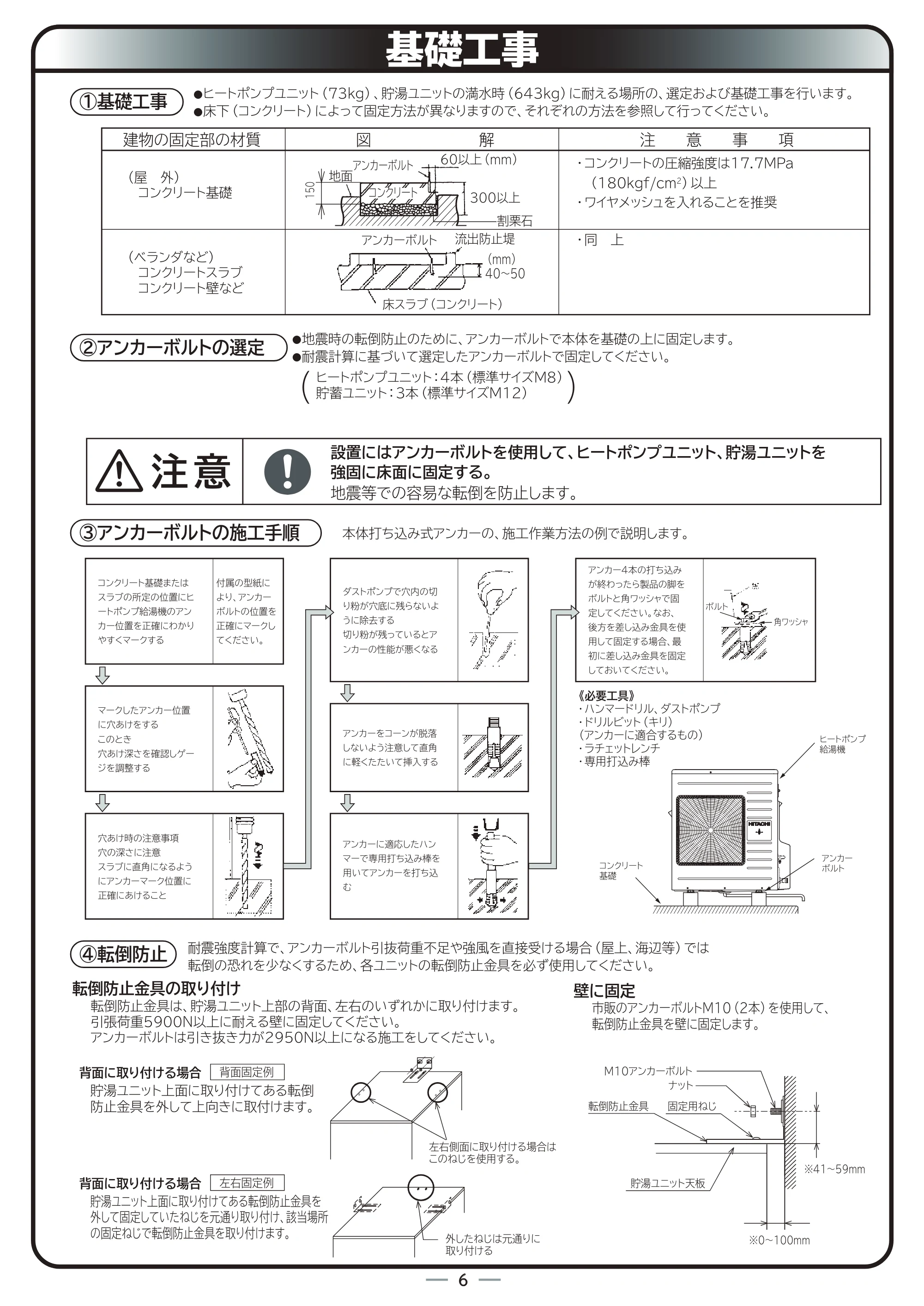 日立 RHK-10BD 据付説明書 — 原本ページ — 6ページ
