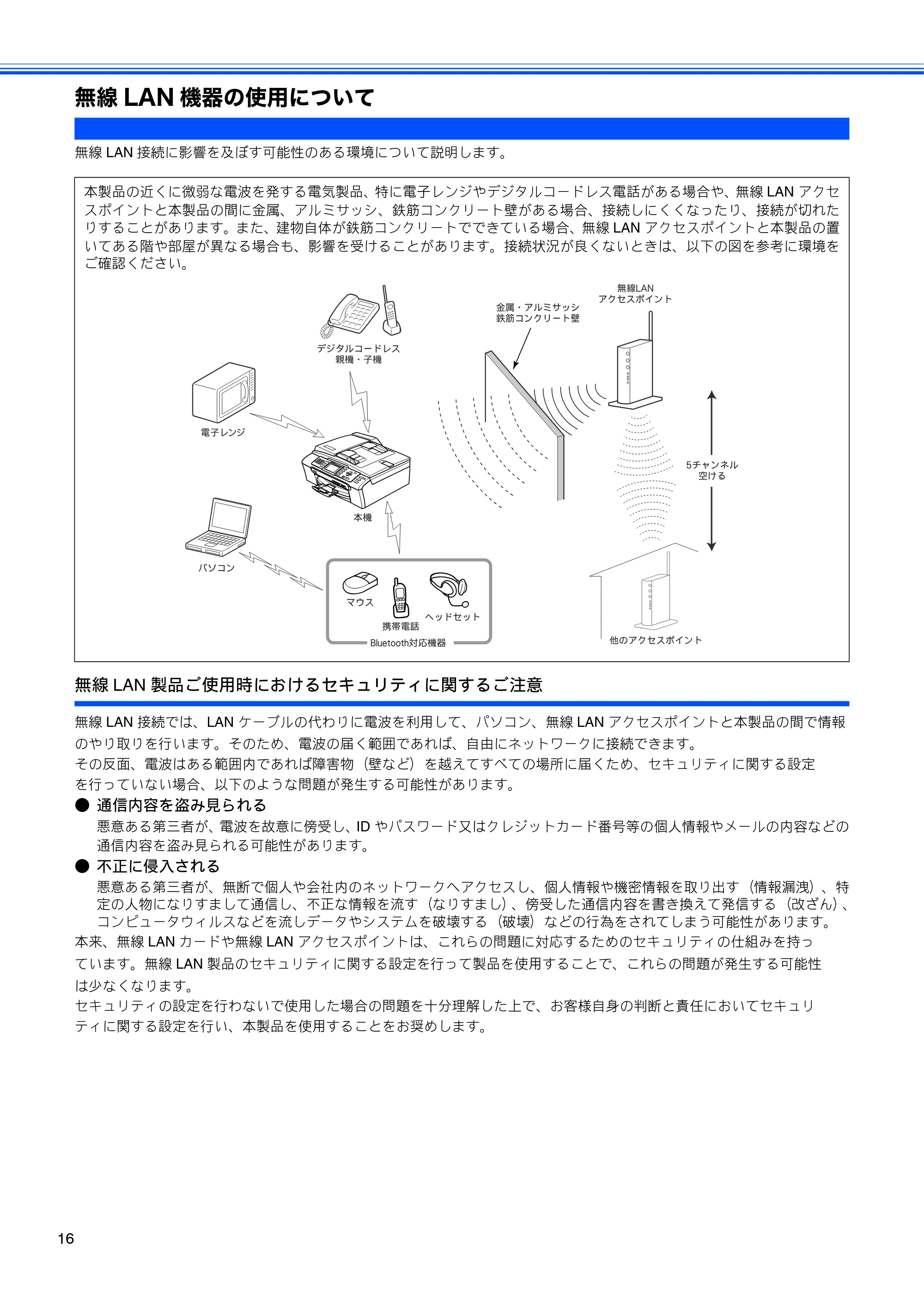 ブラザー MFC-460CN 取扱説明書（本体） — 無線LAN機器の使用について — 原本ページ — 18ページ