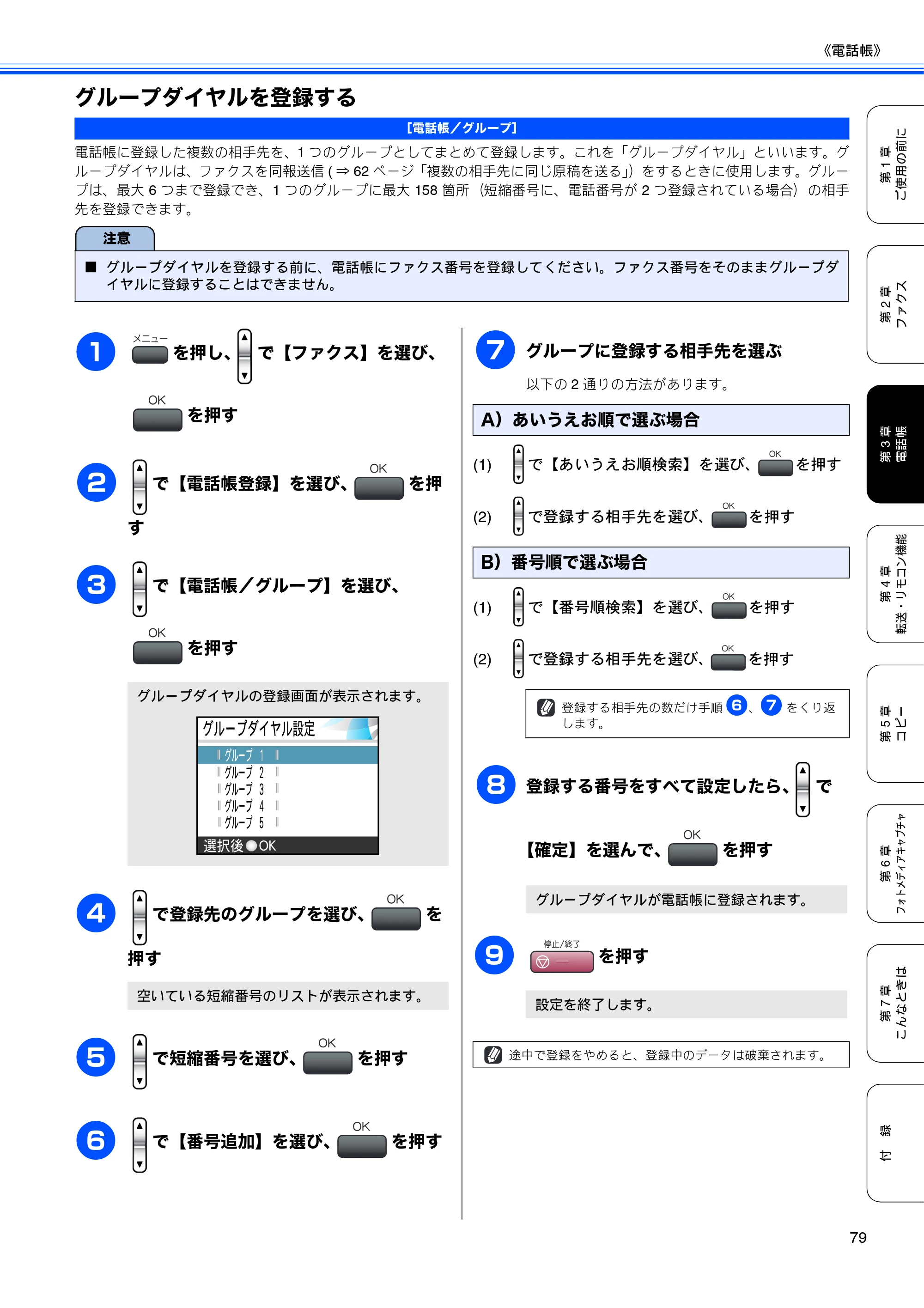 ブラザー MFC-460CN 取扱説明書（本体） — グループダイヤルを登録する — 原本ページ — 81ページ