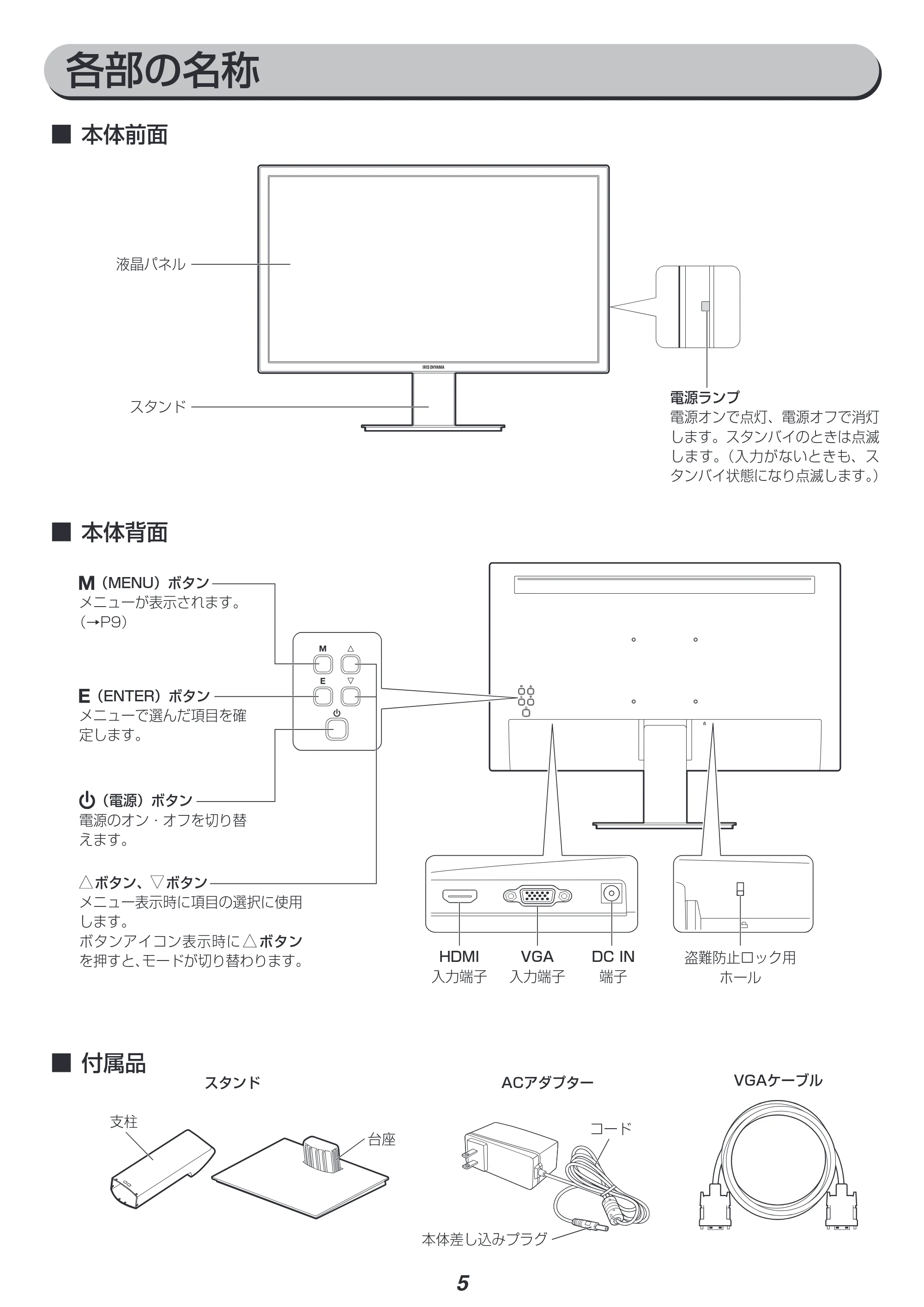 アイリスオーヤマ ILD-A19HD 取扱説明書 — 原本ページ — 5ページ