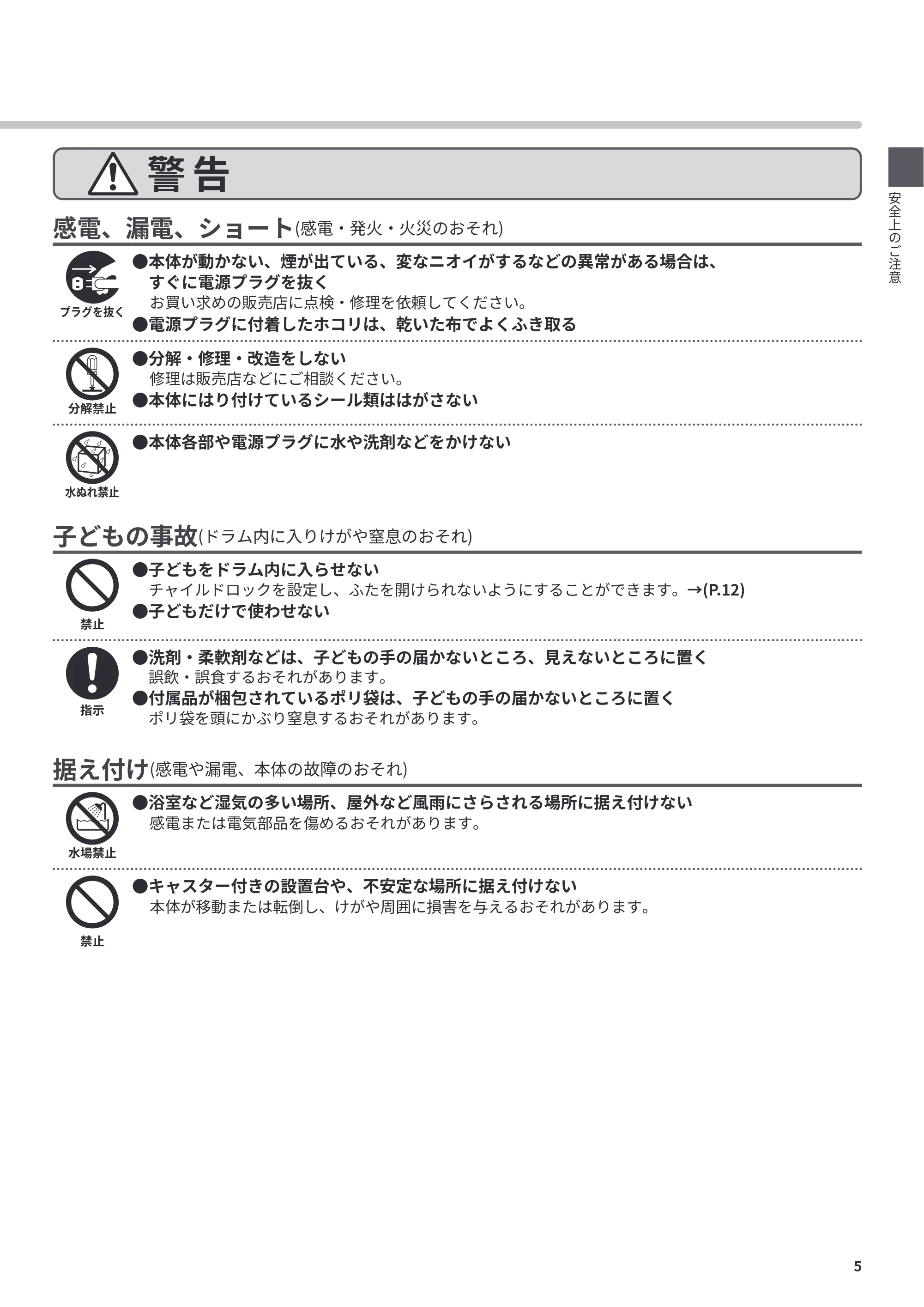 日立 BD-CX100PL / BD-CX100PR 取扱説明書 — 原本ページ — 5ページ