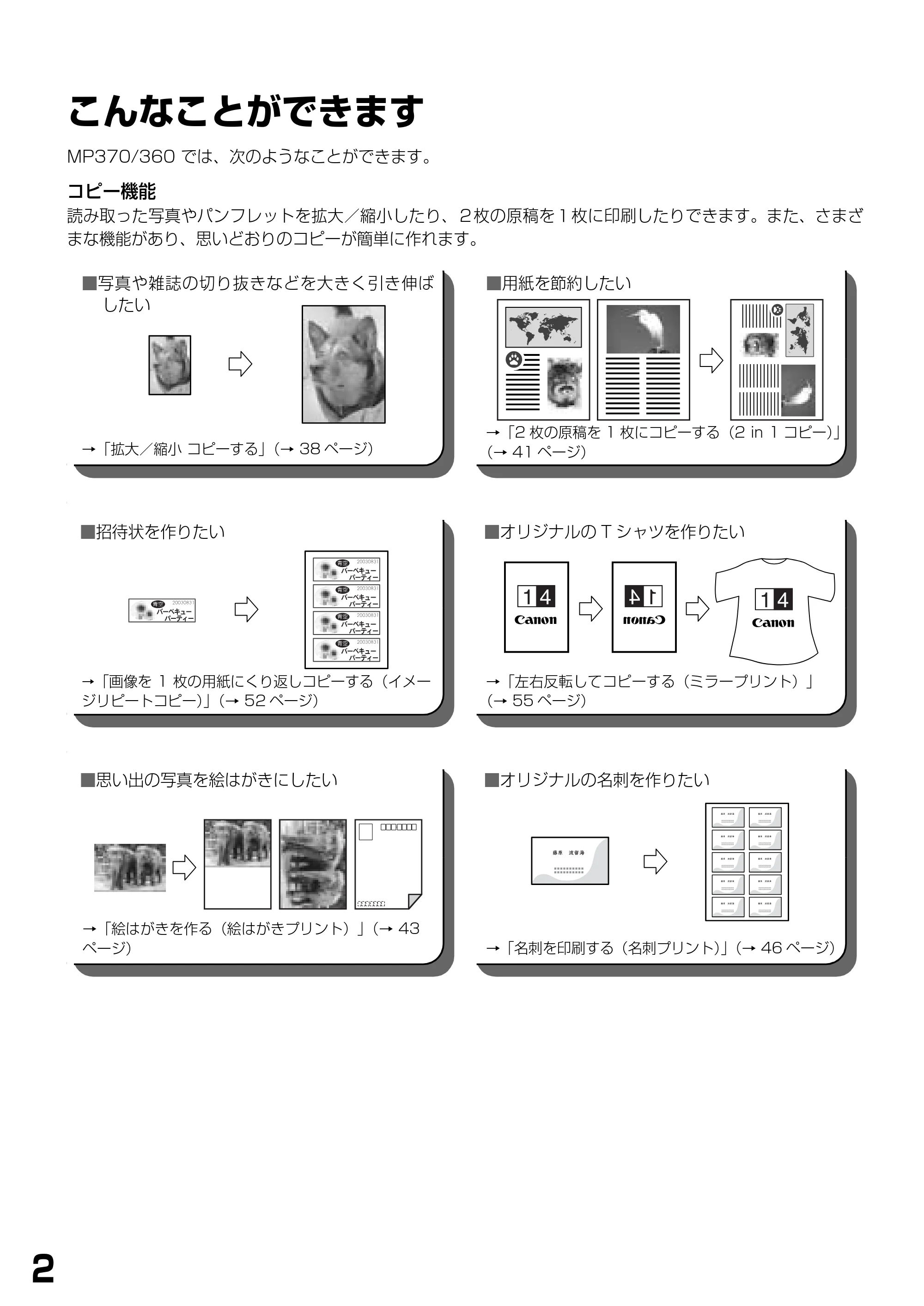 キヤノン PIXUS MP370 基本操作ガイド （PDF形式／4.56Mバイト） — こんなことができます — 原本ページ — 4ページ