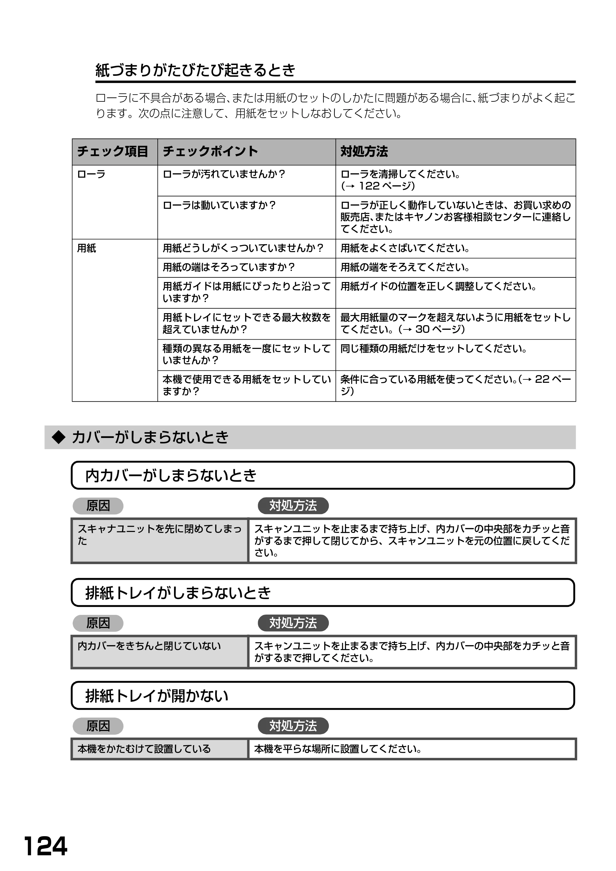 キヤノン PIXUS MP370 基本操作ガイド （PDF形式／4.56Mバイト） — ◆ カバーがしまらないとき — 原本ページ — 126ページ