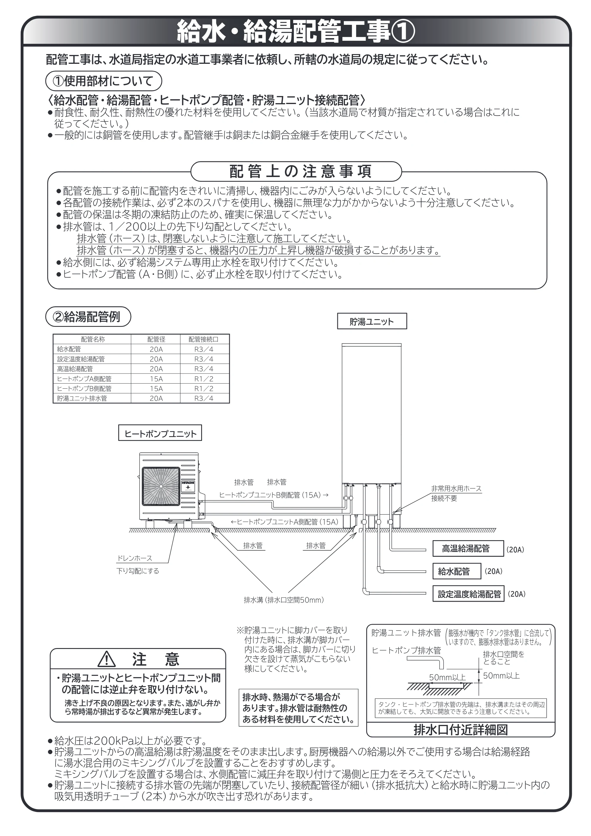 日立 RHK-10BDS 取扱説明書 — 給水・給湯配管工事1 — 原本ページ — 47ページ