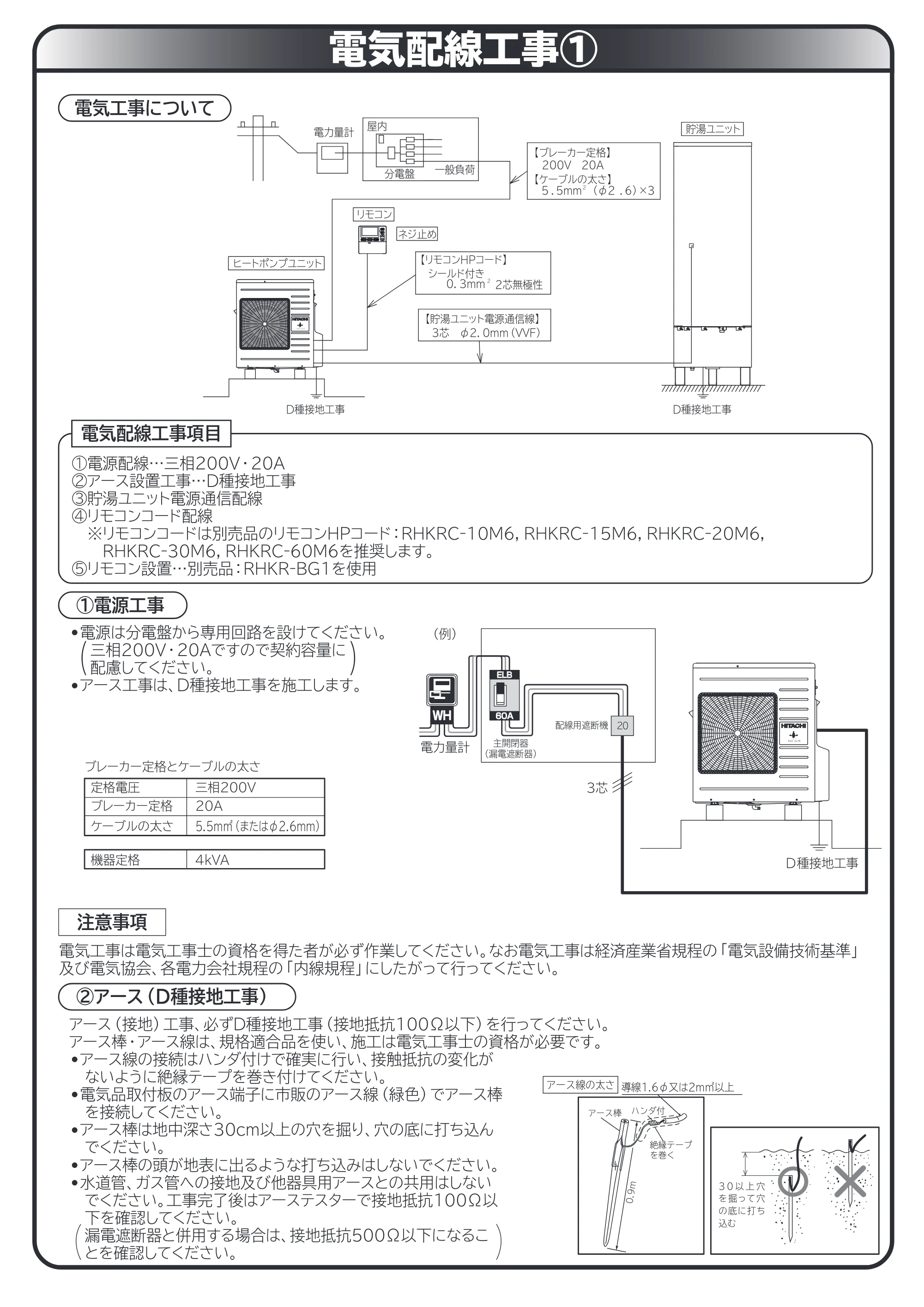日立 RHK-10BDS 取扱説明書 — 電気配線工事1 — 原本ページ — 49ページ