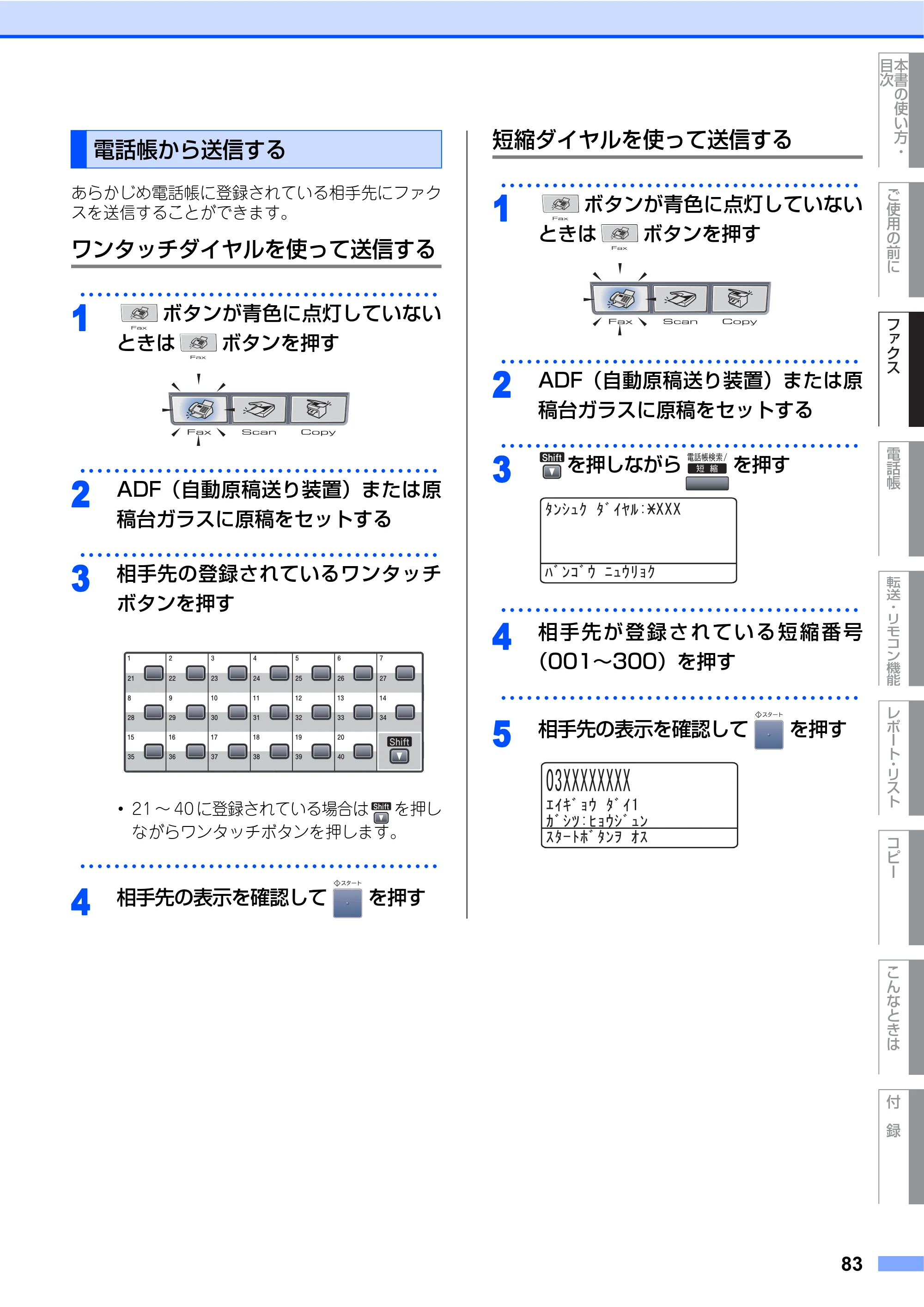 ブラザー MFC-8460N 取扱説明書（本体） — 電話帳から送信する — 原本ページ — 83ページ
