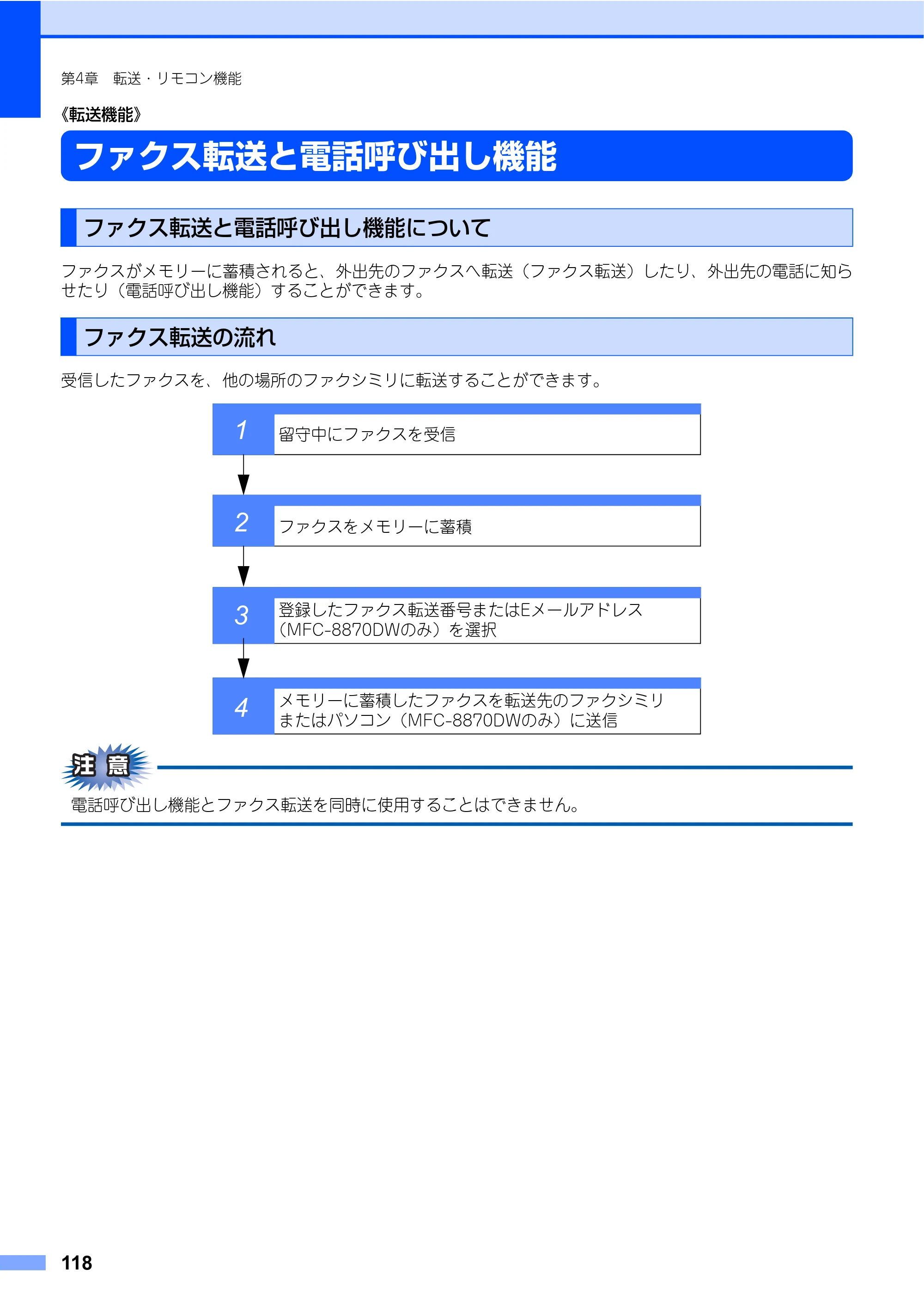 ブラザー MFC-8460N 取扱説明書（本体） — 《転送機能》 — 原本ページ — 118ページ