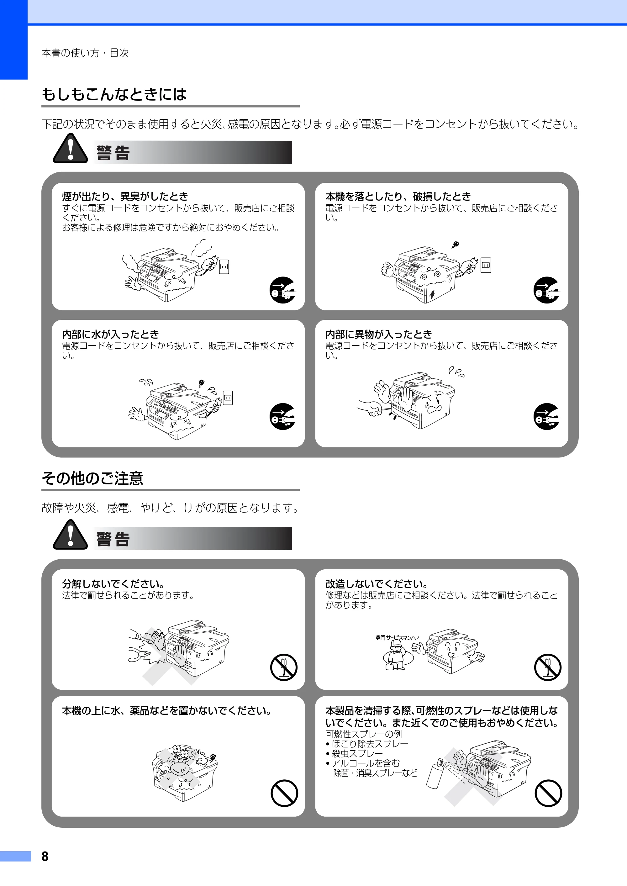 ブラザー MFC-7420 / MFC-7820N 取扱説明書（本体） — もしもこんなときには — 原本ページ — 8ページ