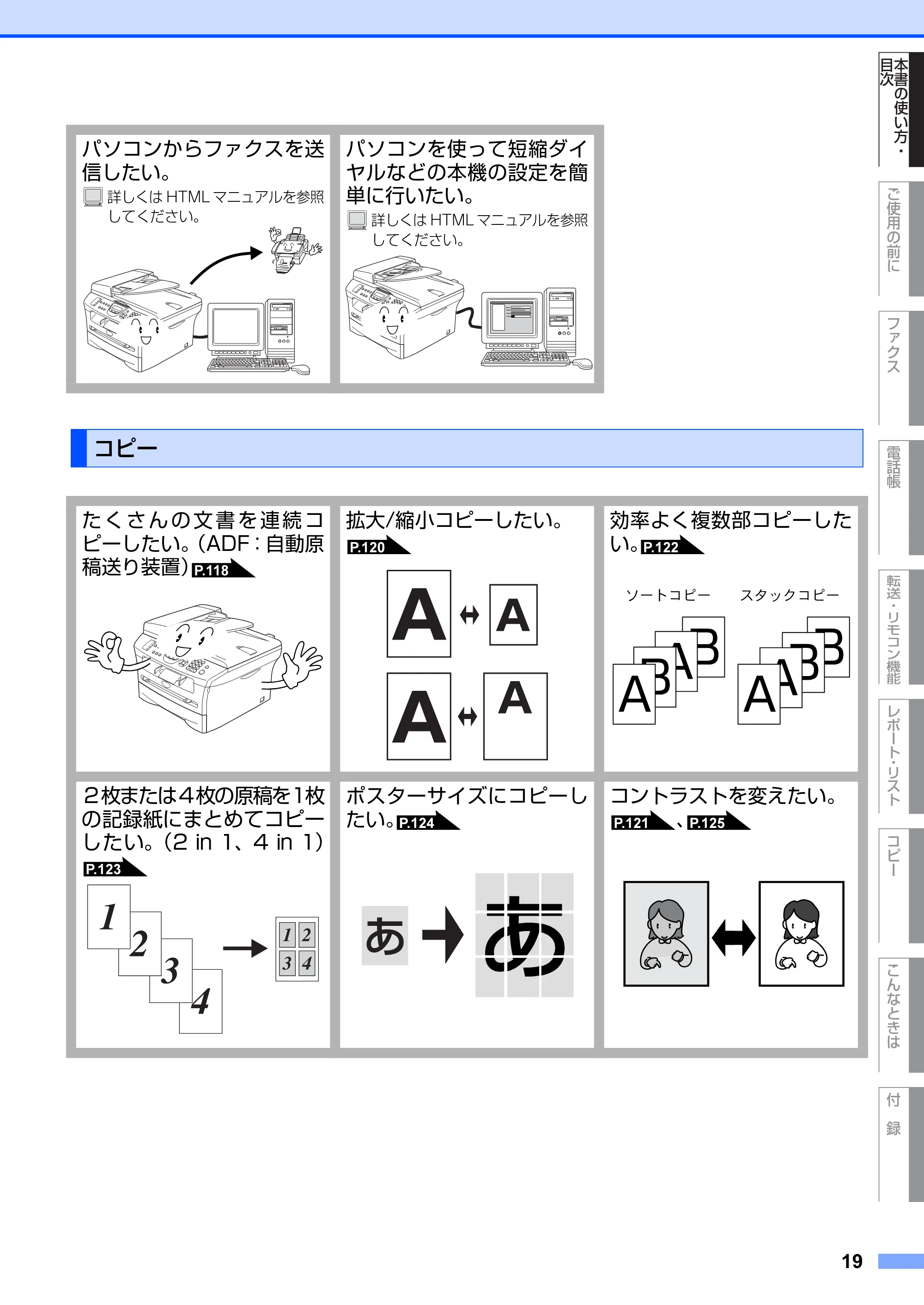 ブラザー MFC-7420 / MFC-7820N 取扱説明書（本体） — コピー — 原本ページ — 19ページ
