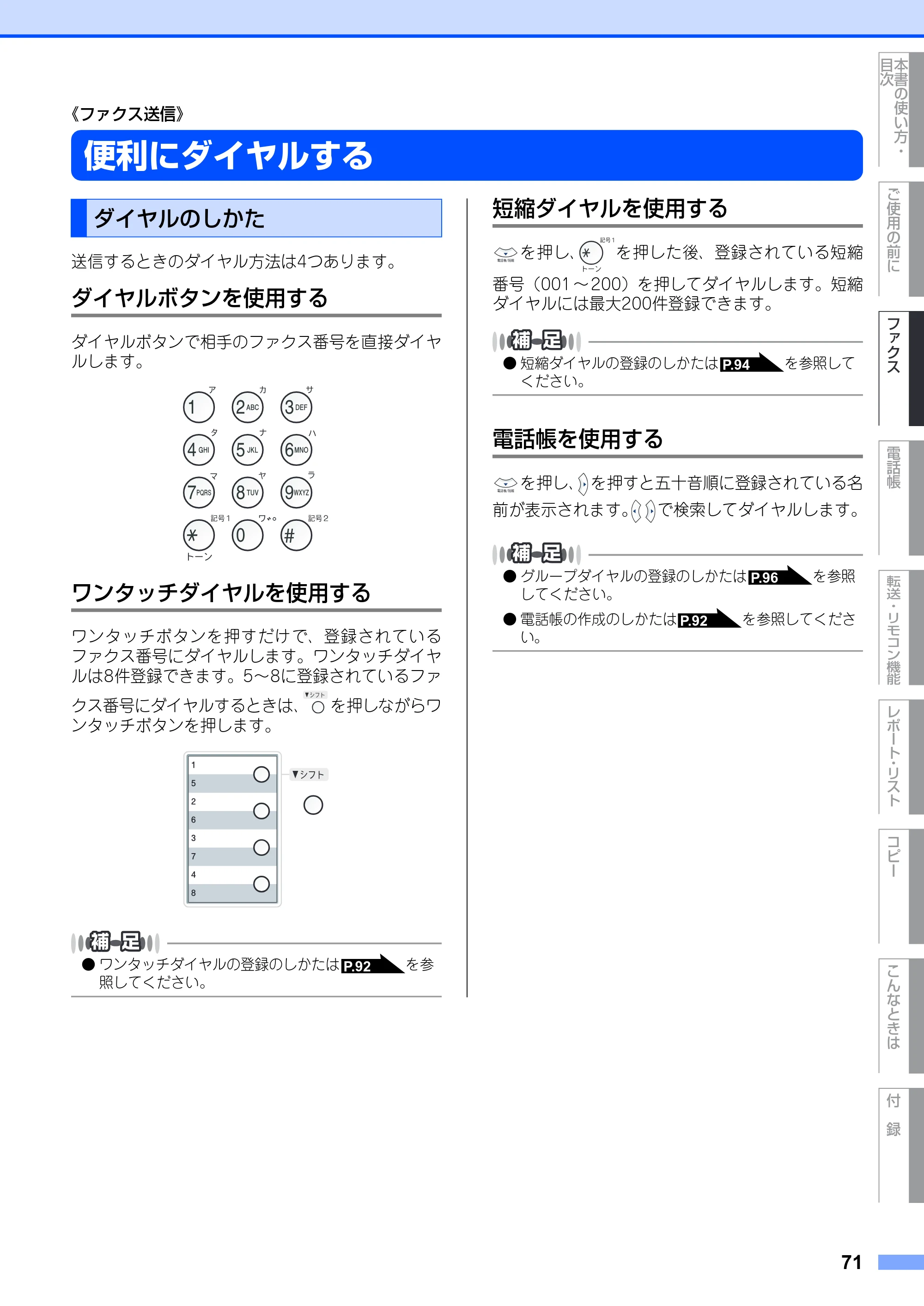 ブラザー MFC-7420 / MFC-7820N 取扱説明書（本体） — 便利にダイヤルする — 原本ページ — 71ページ