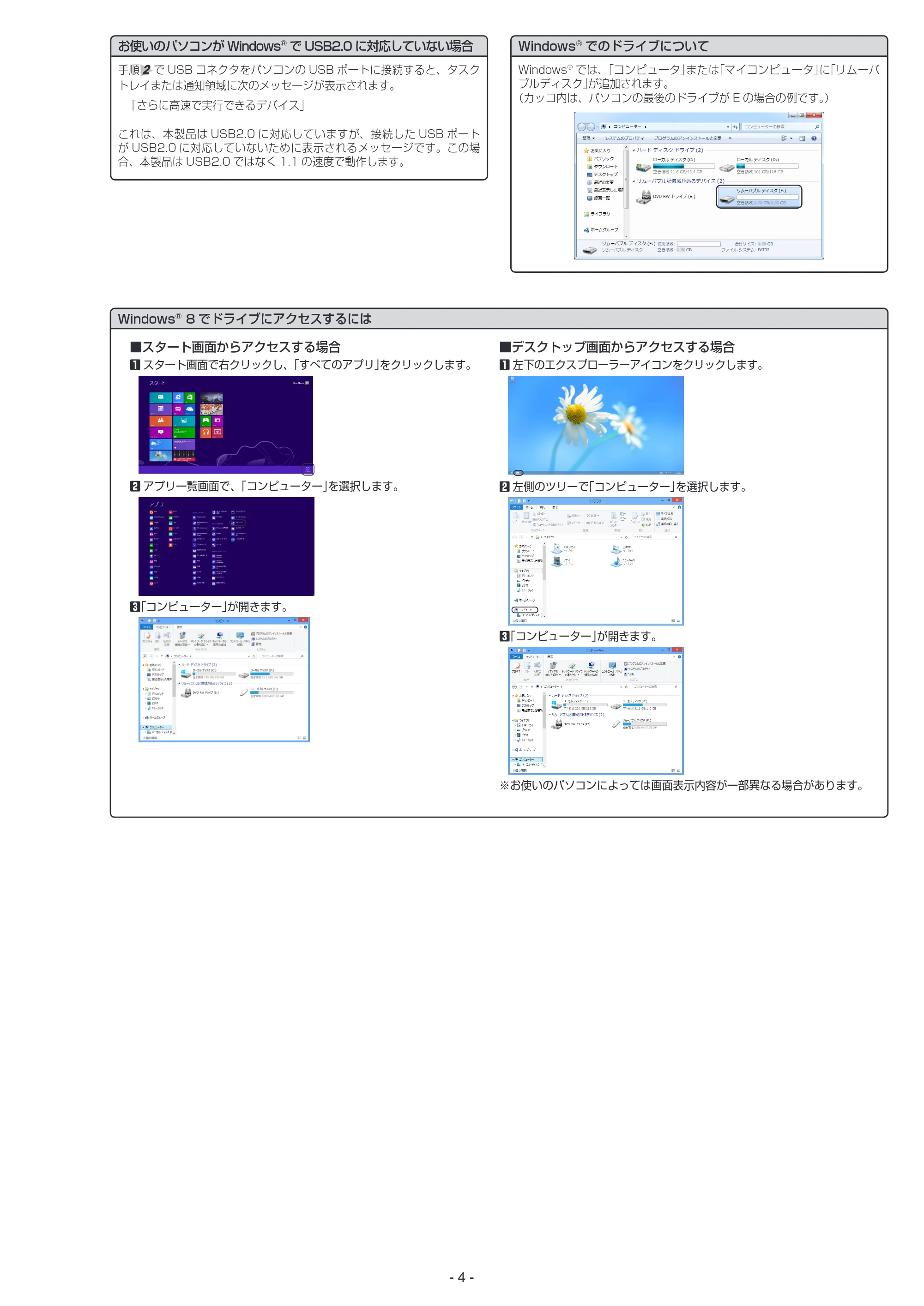 エレコム MF-SAU208GBK / MF-SAU216GBK / MF-SAU232GBK 取扱説明書 — 原本ページ — 4ページ