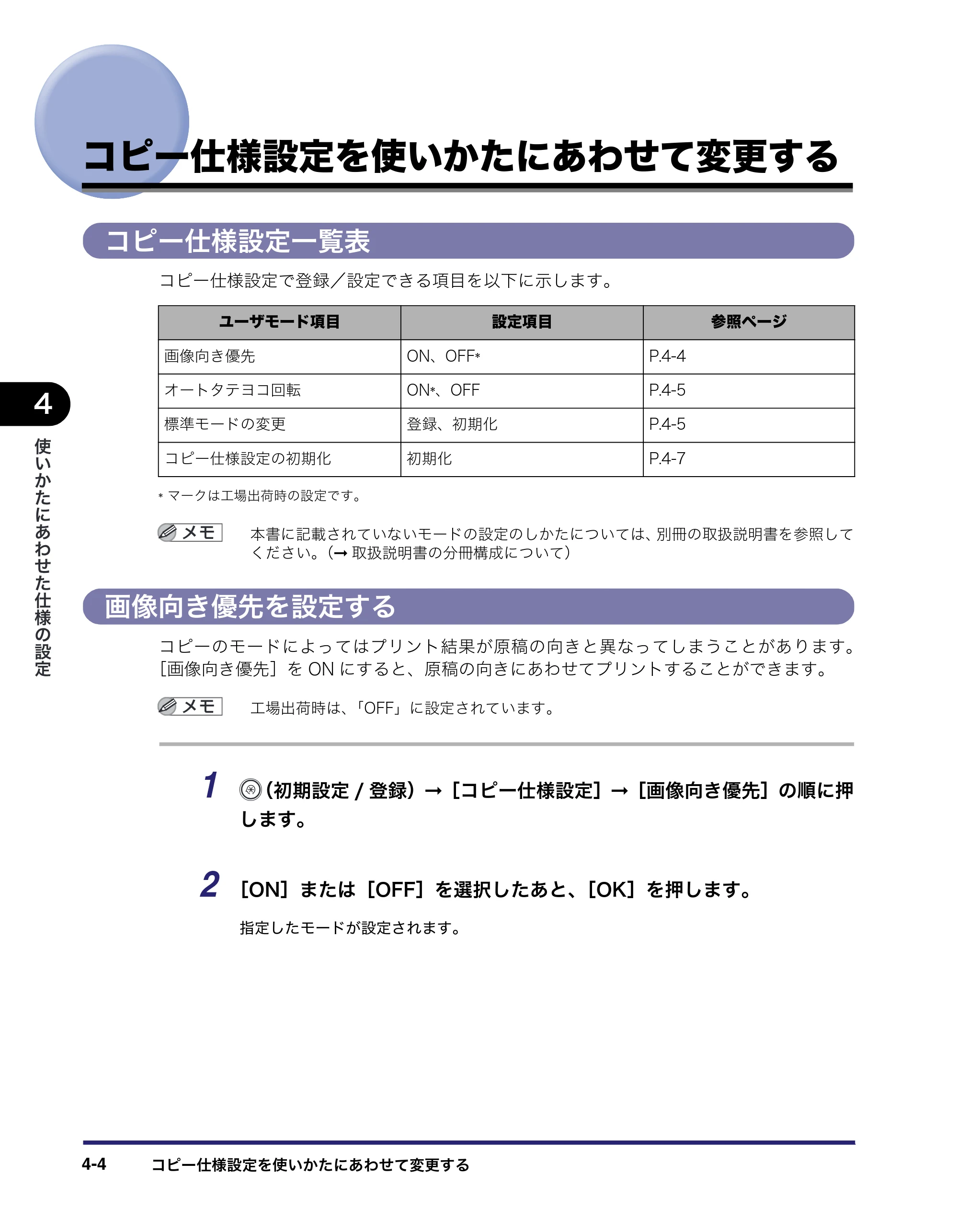 キヤノン MF7455N/MF7430 コピーガイド 2010年10月12日更新 （PDF形式／5.91Mバイト） — コピー仕様設定を使いかたにあわせて変更する — 原本ページ — 100ページ